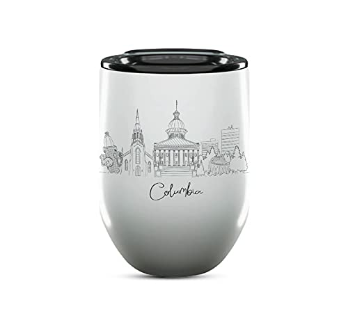 Columbia SC Insulated Wine Tumbler with Lid - 12oz Stainless Steel Travel Mug - Perfect for College Graduation Gifts, Homesick Student Gifts & Long Distance Gifts for Her - Great for Coffee, Tea or Wine On-The-Go - Unique South Carolina Souvenirs & Gifts