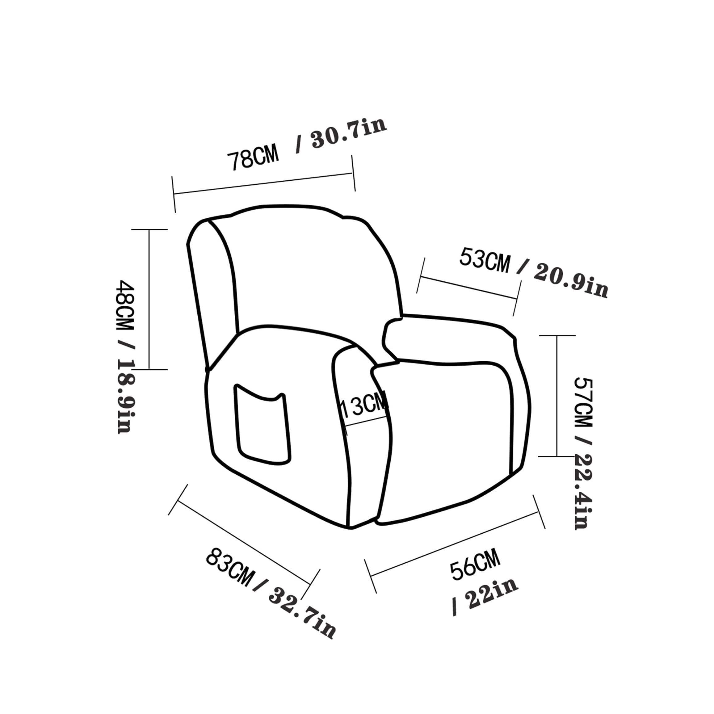 FANSU Stretch Recliner Chair Cover - Jacquard Plush Slipcover with Pockets for Electric Recliners & Armchairs (1 Seater, Grey) | Sofa Protector for Living Room, Home Theater & Office