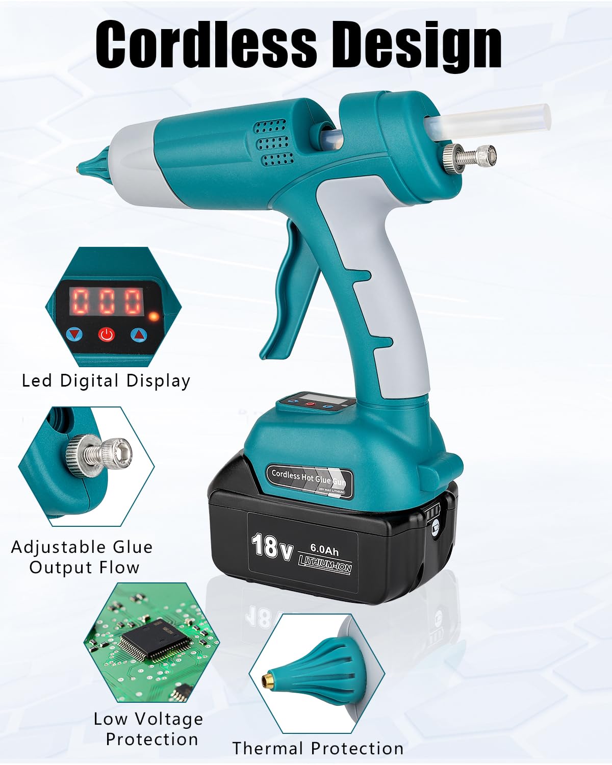**Makita 18V LXT Cordless Hot Glue Gun Kit - 100W LED Digital Glue Gun with 10pcs 0.43