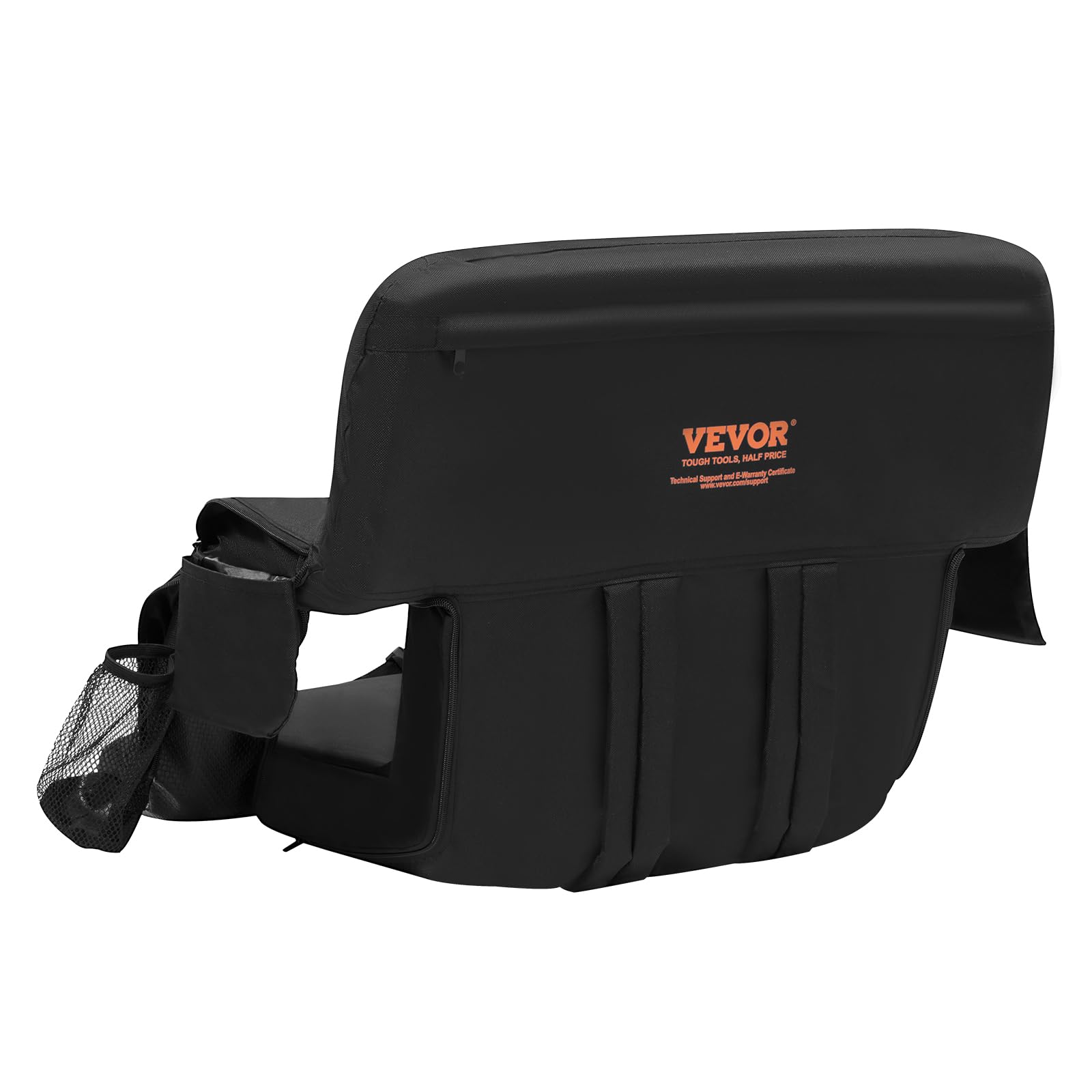 VEVOR Folding Stadium Seat with Back Support - Portable Padded Bleacher Chair with Reclining Feature, Cup Holder & Hook Pocket - Perfect for Sports Events, Beach, Camping, Concerts & Outdoor Activities