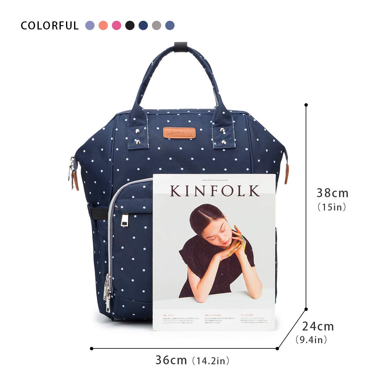 SONARIN Multifunctional Baby Changing Backpack - Waterproof Diaper Bag with Changing Pad, Large Capacity Travel Organizer for Parents | Stylish & Durable Nursery Essential | Perfect for Daycare, Travel & On-the-Go Parenting (Blue Polka Dot)