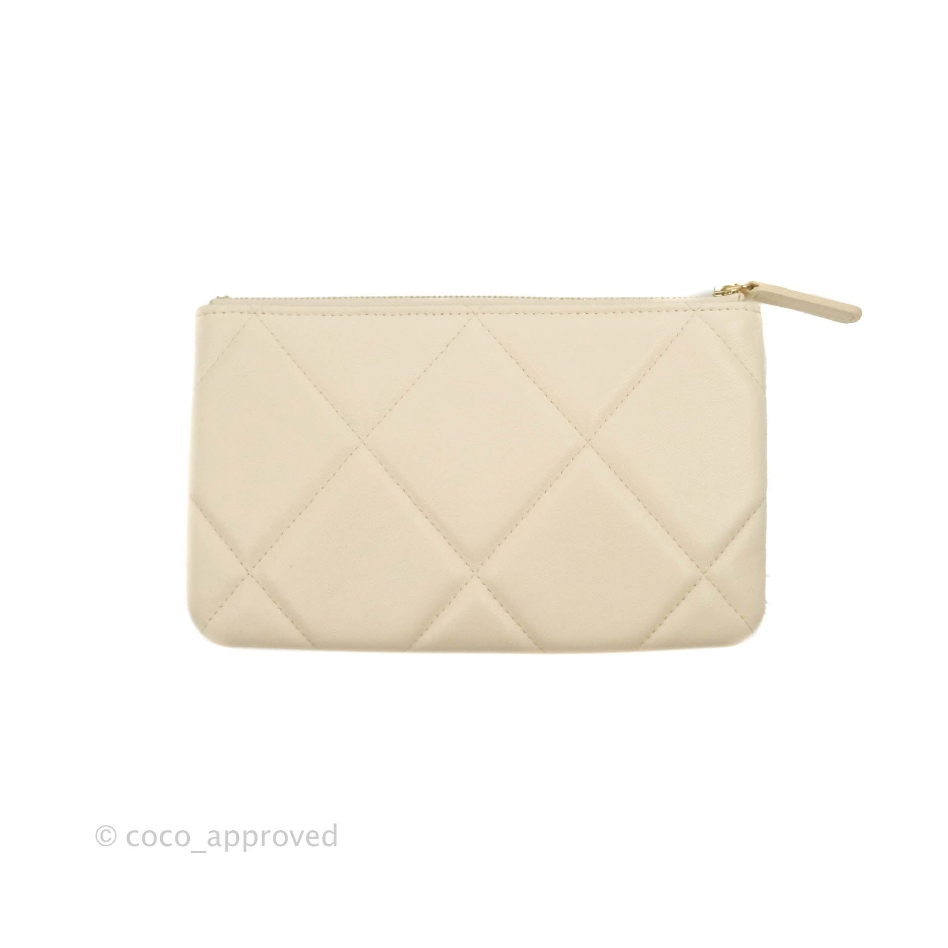 Chanel 19 Small Beige Lambskin Leather Pouch with Gold Hardware - Luxury Crossbody Bag for Women, Perfect for Date Night & Evening Events