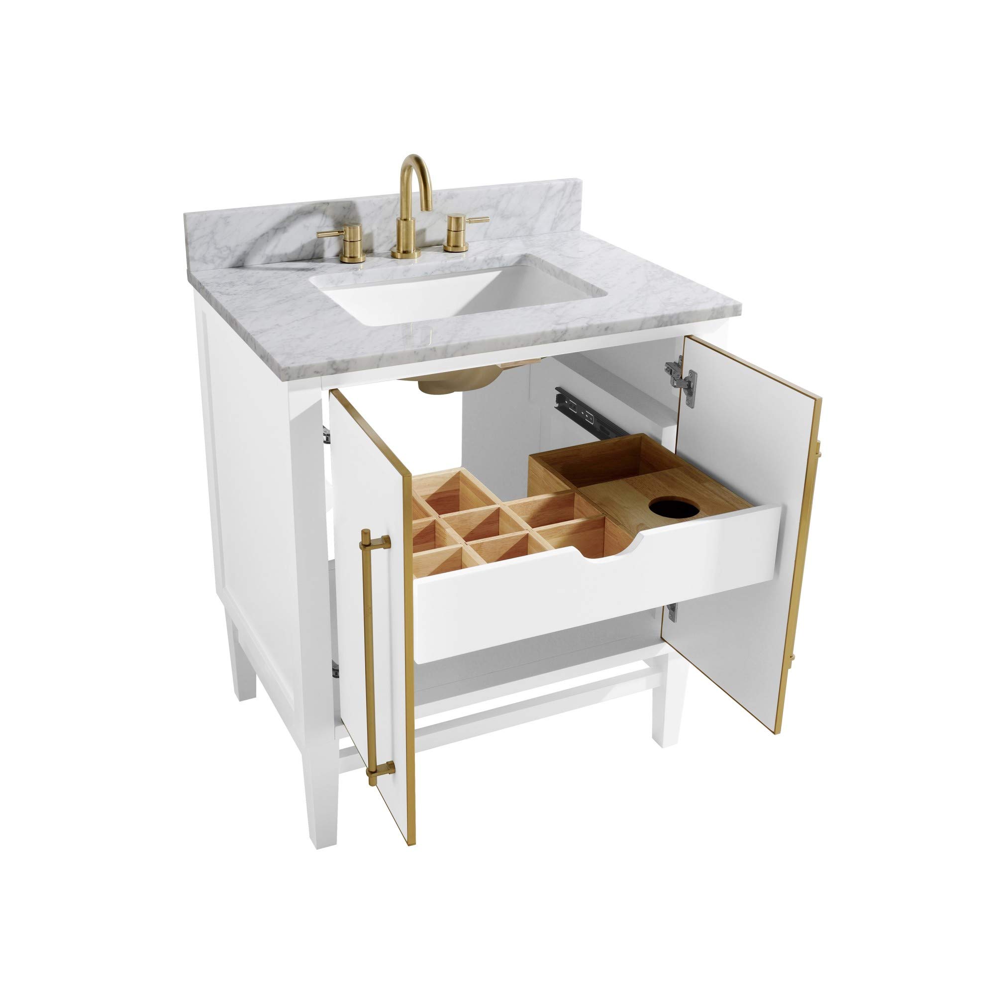 Mason 31 Inch Bathroom Vanity Set with Sink & Mirror - Modern White Vanity Combo for Small Bathrooms, Powder Rooms & Master Baths