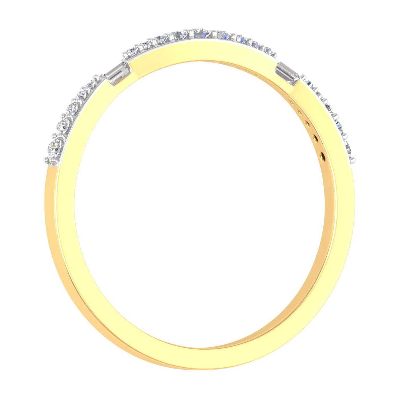 10K Gold Round & Baguette Diamond Wedding Band Ring (0.12 cttw IGI Certified) - Elegant Bridal Jewelry for Engagement, Anniversary & Special Occasions