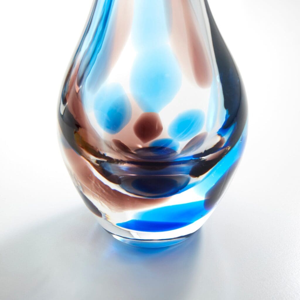 Cyan Design 10338 Pandora Vase - Large Amber and Blue Glass Vase for Home Decor, Wedding Centerpiece, Floral Arrangement, and Tabletop Display