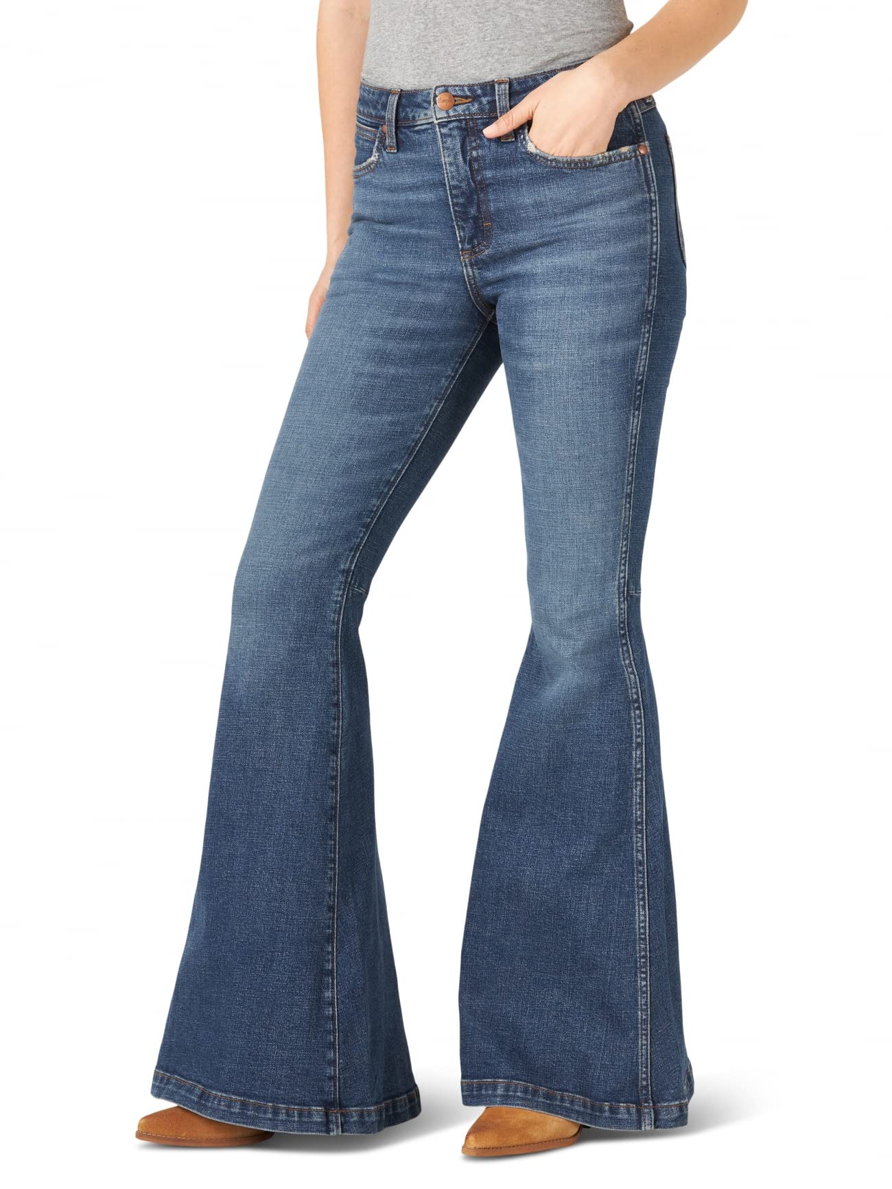 Wrangler Women's Retro High Rise Trumpet Flare Jeans - Vintage 70s Inspired Denim Pants for Casual & Boho Outfits | Perfect for Music Festivals & Everyday Wear