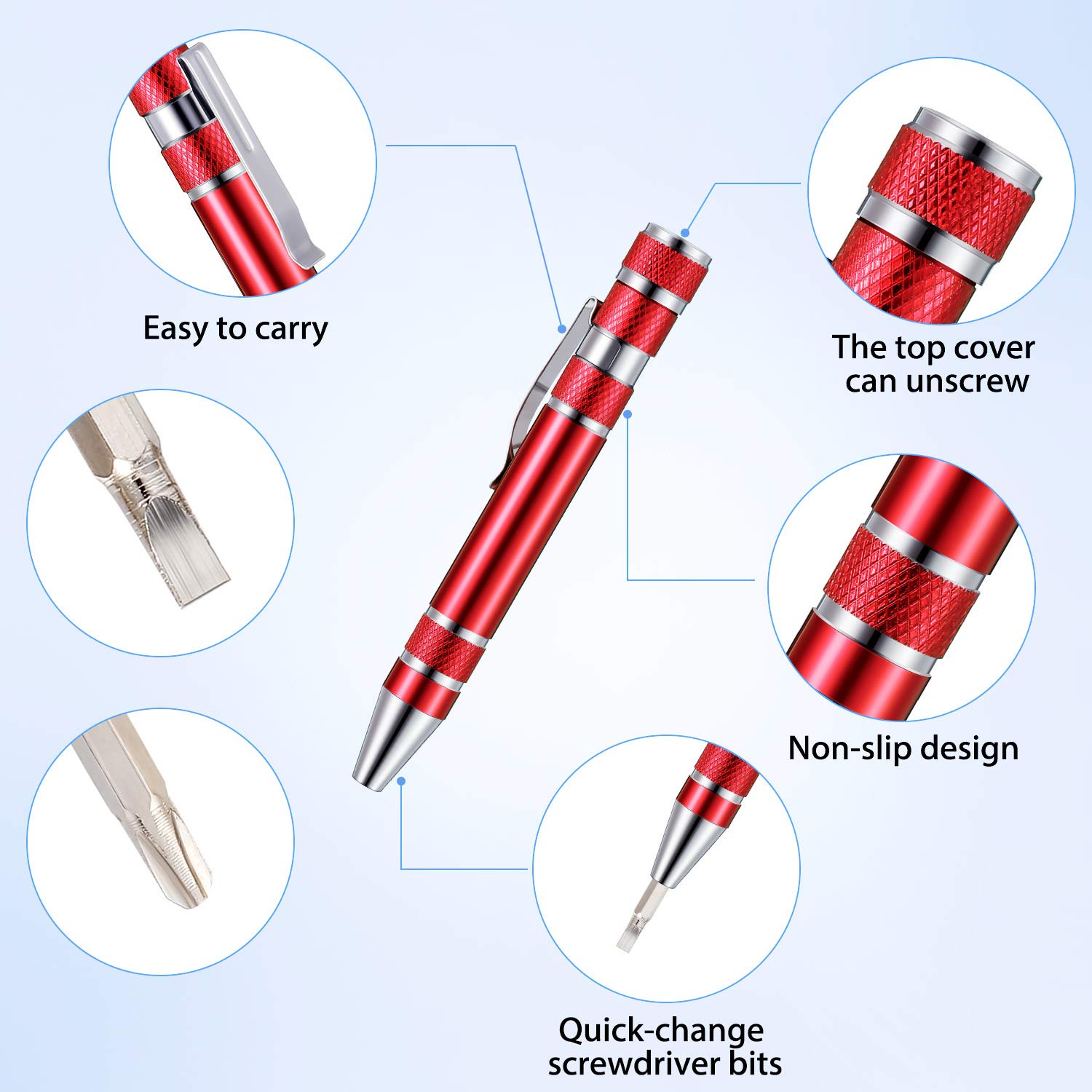 8-in-1 Magnetic Pocket Screwdriver Set - Precision Multitool for Mini Gadgets & Electronics Repair - Perfect Gift for DIY Enthusiasts (4-Piece Kit) - Ideal for Home Repairs, Camping, and Emergency Tool Kits