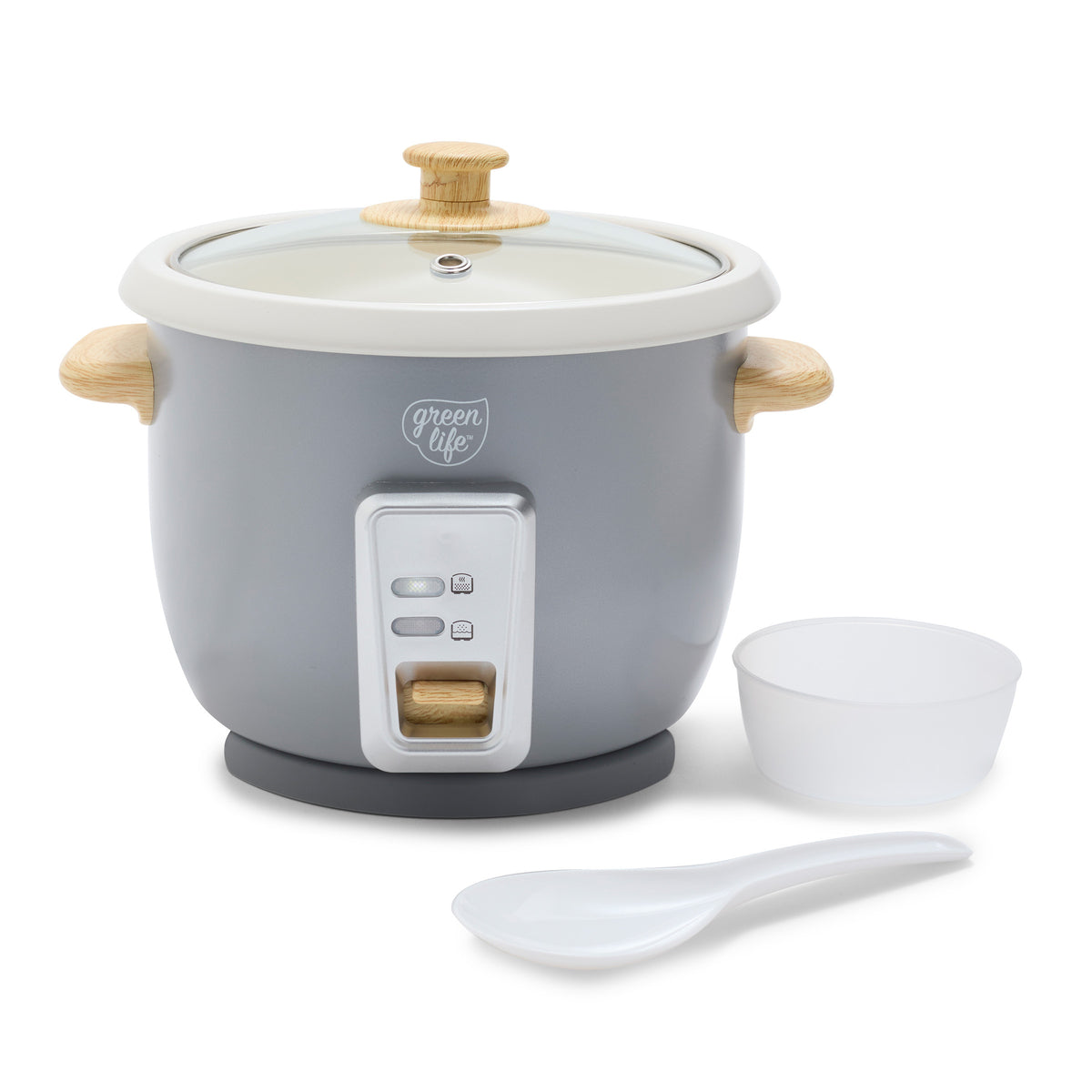 GreenLife 6 Cup Rice Cooker - Non-Stick Inner Pot, Keep Warm Function | Quartz Gray | Perfect for Small Families, Dorm Rooms & Meal Prep