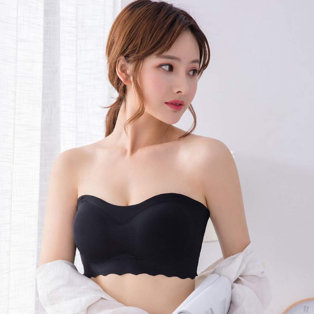 Strapless Ice Silk Bras for Women - Seamless Wrap Bra Tube Top with Removable Straps | Comfortable & Supportive for Everyday Wear, Yoga, and Special Occasions