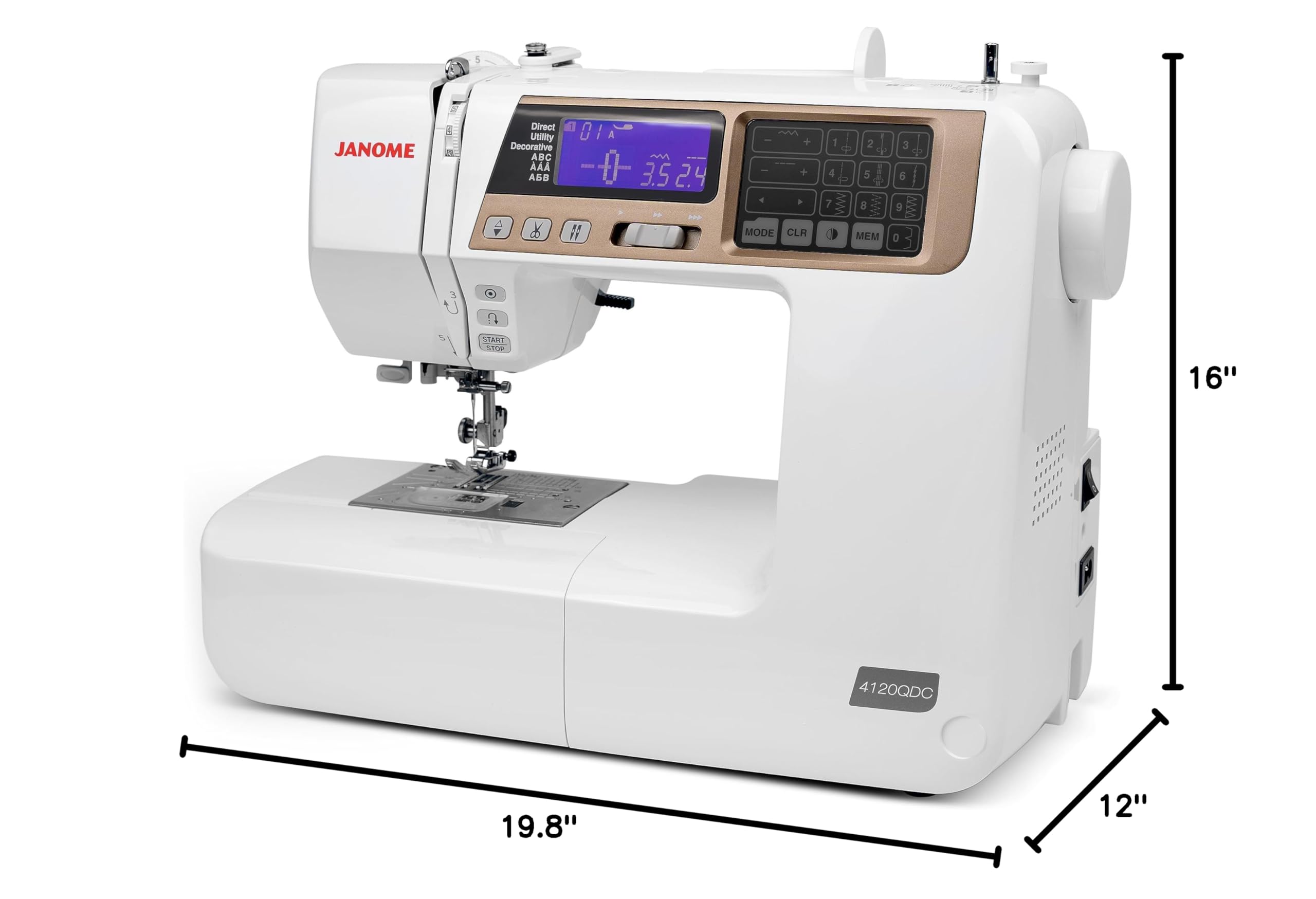 Janome 4120QDC-T Computerized Quilting & Sewing Machine with 60 Built-in Stitches, Extension Table & Bonus Quilt Kit - Perfect for Home DIY, Fashion Design & Quilt Making Projects