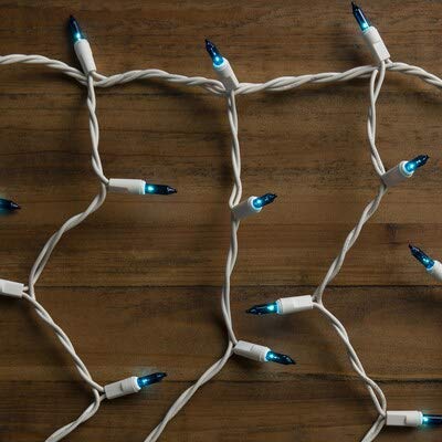 GE String-A-Long 300-Count Constant Blue Mini Incandescent Plug-in Christmas Icicle Lights - Outdoor/Indoor Holiday Decorations for Roof, Eaves, Trees and Windows