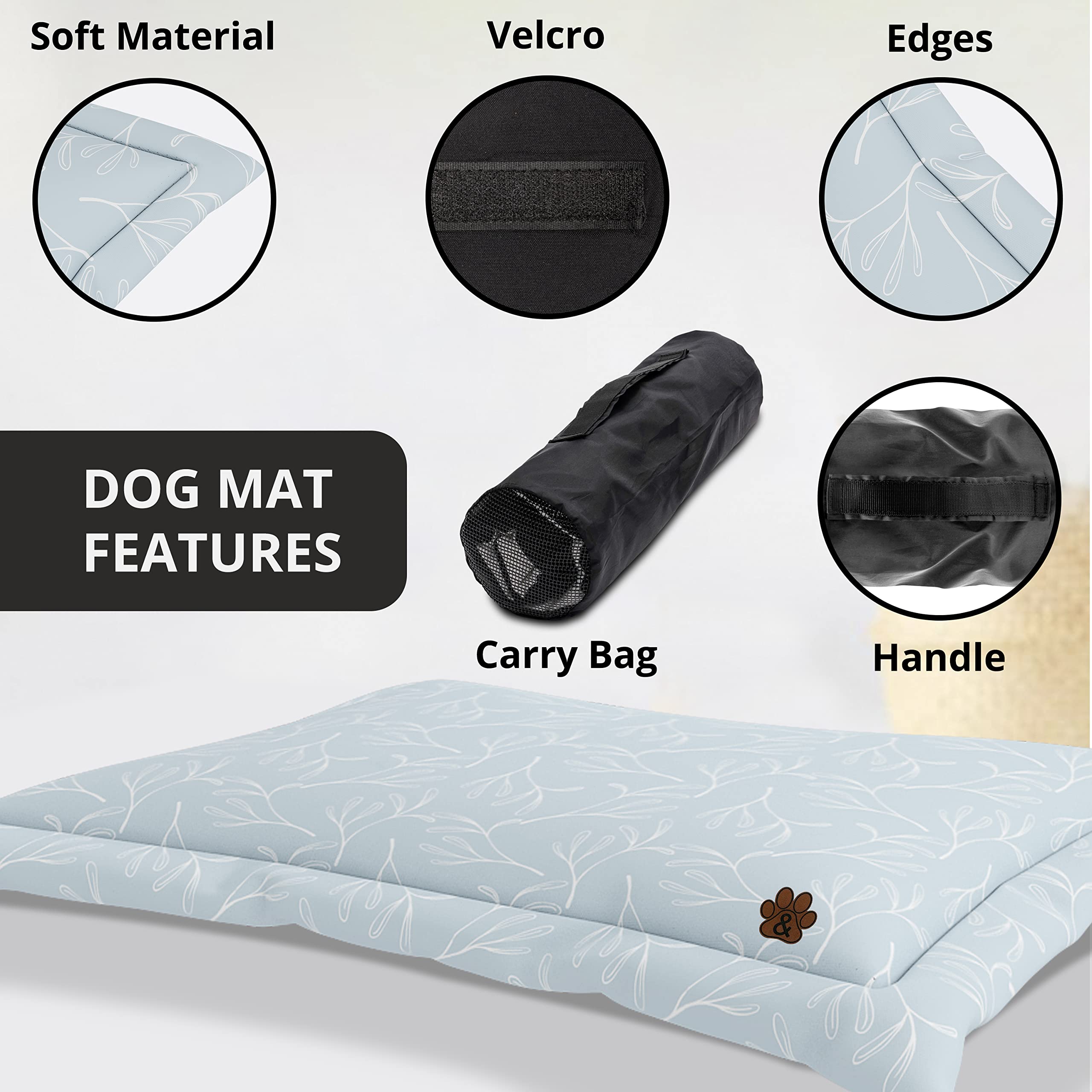 Non-Slip Dog Bed Mat for Large, Medium & Small Dogs & Cats - Washable Pet Mattress with Anti-Skid Bottom (Pattern 07, Large Size) - Perfect for Crates, Floors & Sofas