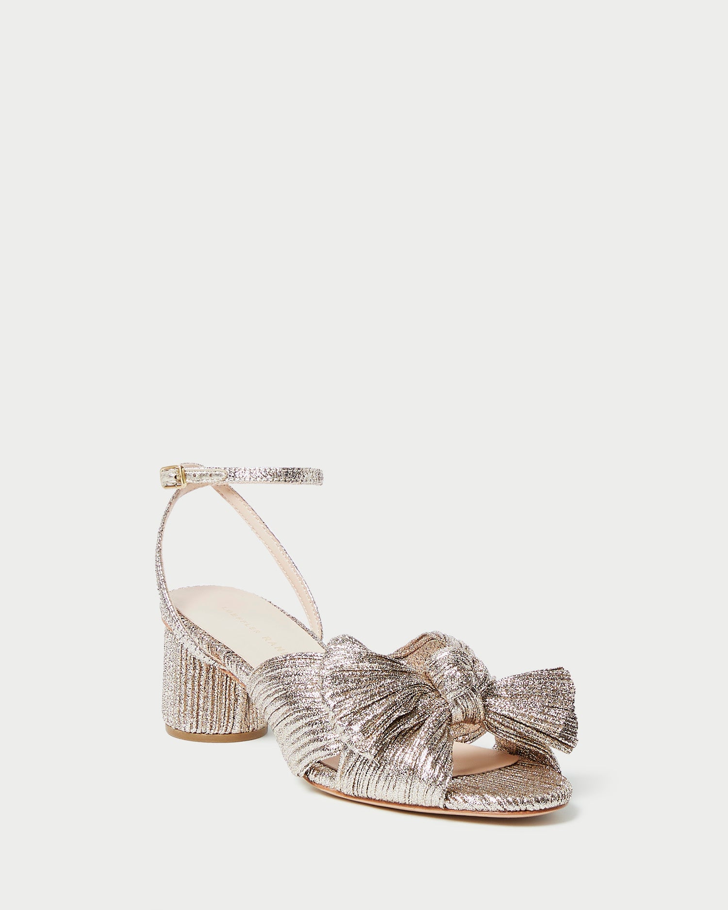 Elegant Dahlia Champagne Pleated Bow Heel Sandals for Women - Perfect for Weddings, Parties & Special Occasions