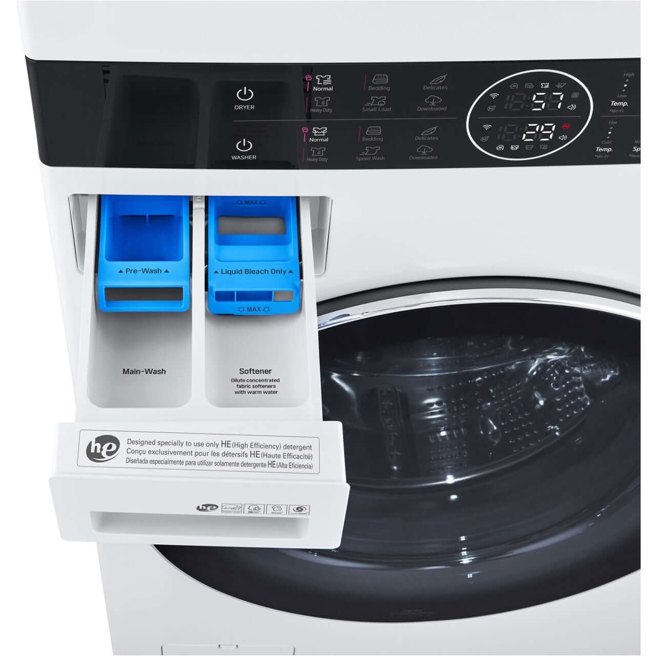 LG WKGX201HWA White Gas WashTower with Center Control - Compact Laundry Solution for Apartments, Small Homes & RVs