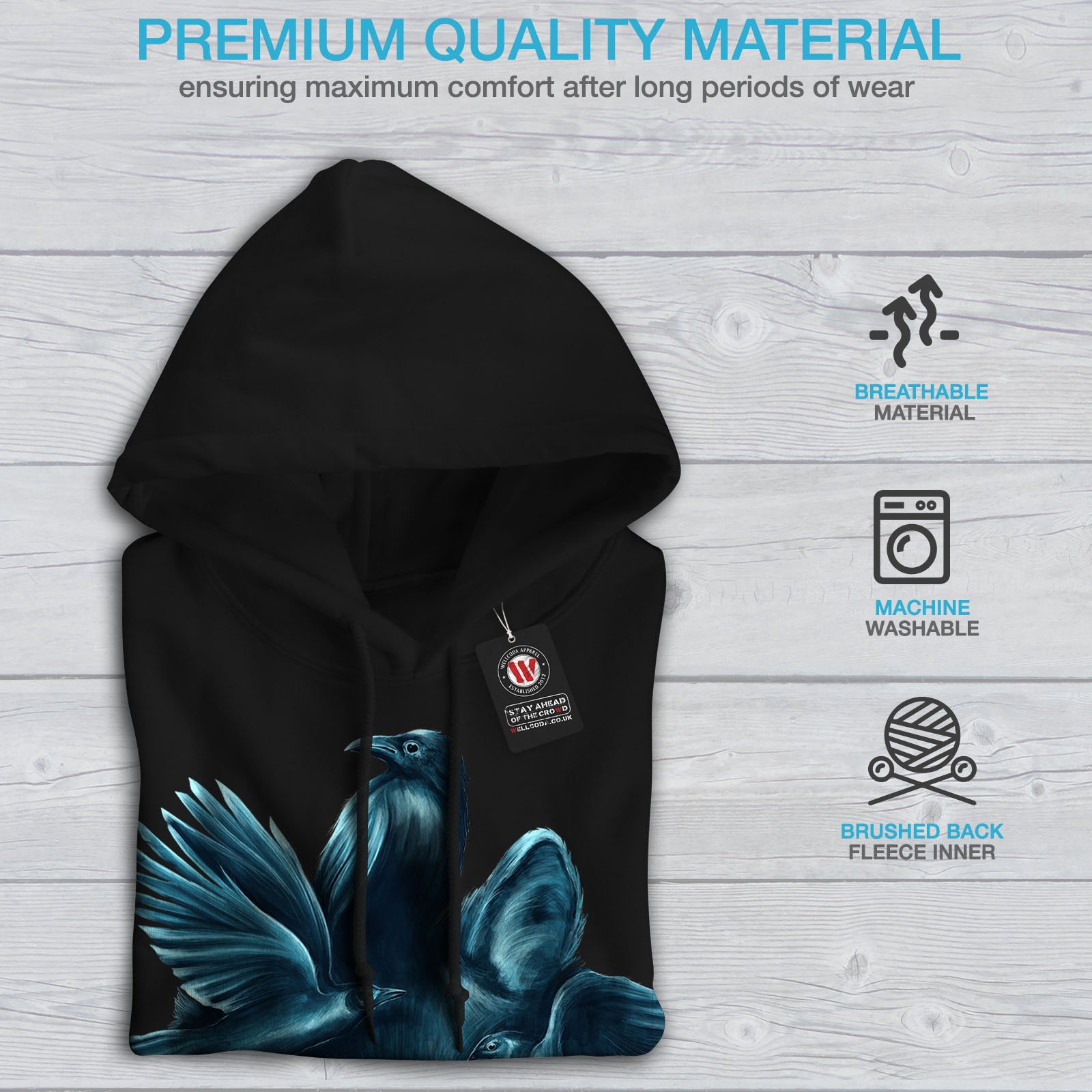 Wellcoda Wolf Spirit Ghost Animal Men's Hoodie - Stylish Hooded Sweatshirt for Outdoor Adventures & Casual Wear