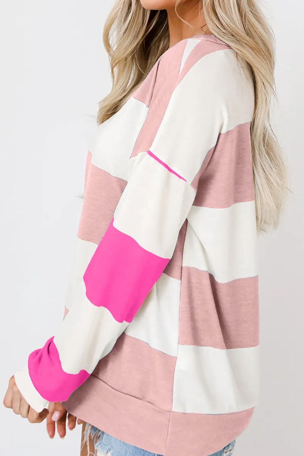 Women's Contrast Color Block Round Neck Long Sleeve T-Shirt - Casual Fashion Top for Everyday Wear, Work & Outfits