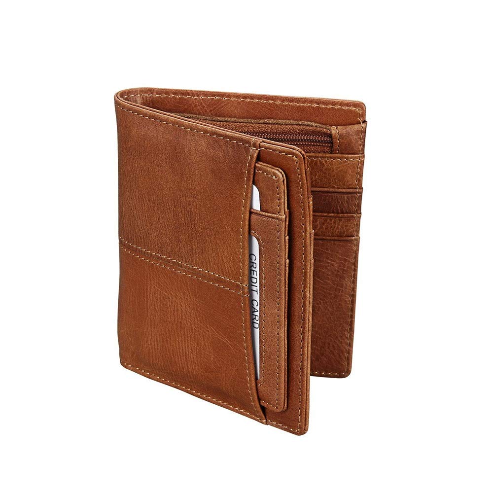 Vintage Men's Leather Wallet - RFID Blocking Anti-Theft Brush Retro Short Wallet - European & American Style Oil Wax Finish - Perfect for Travel, Business & Everyday Use