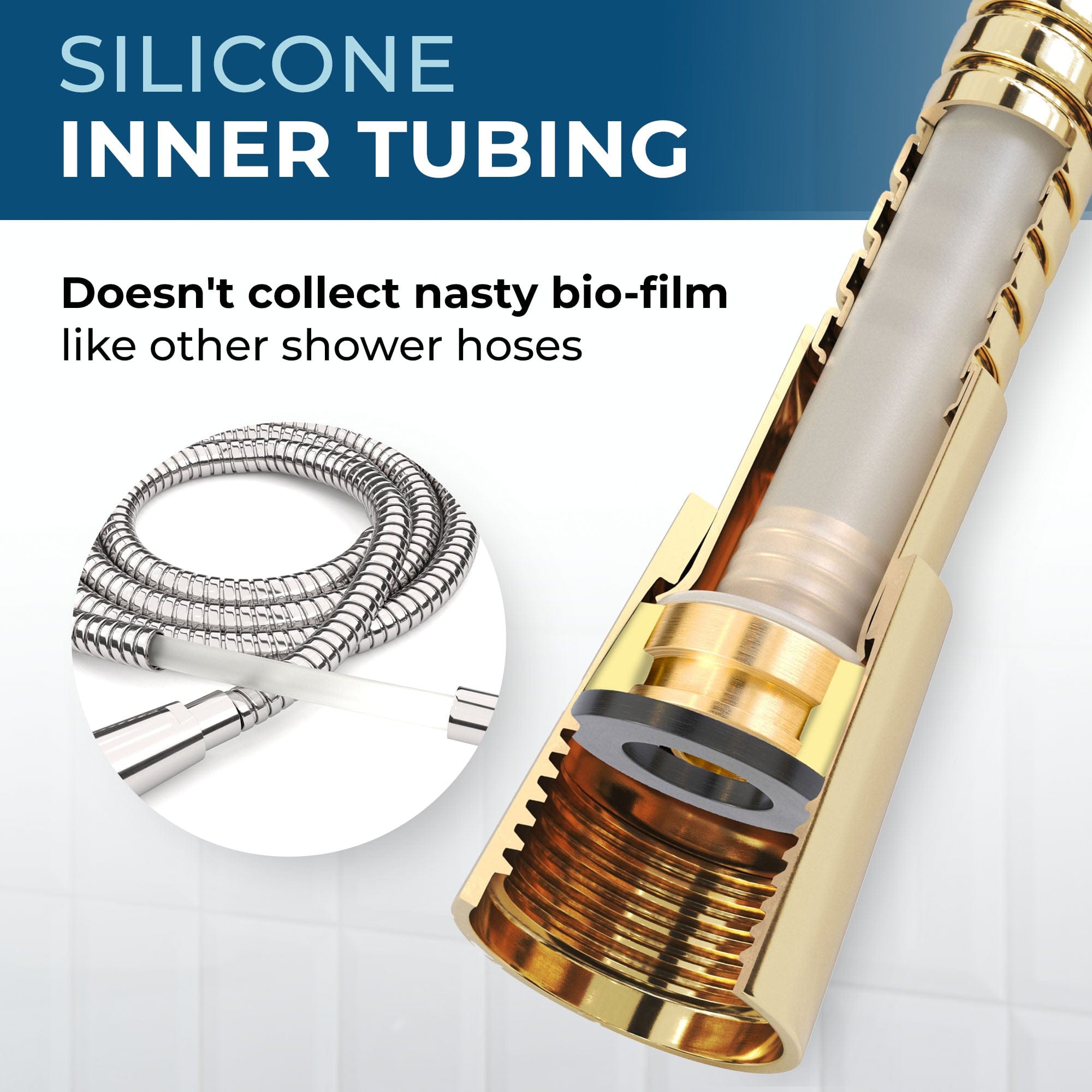 72 Inch Stainless Steel Shower Hose Replacement - Extra Long Flexible Metal Shower Hose for Handheld Shower Heads - Perfect for Bathroom, RV, and Mobile Home Use