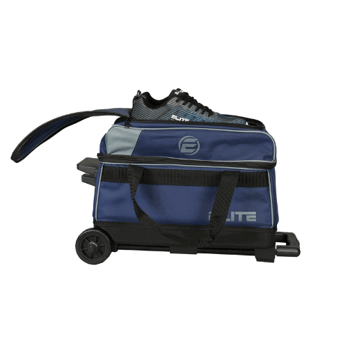 ELITE Basic Double Roller Navy/Grey Bowling Bag for Men & Women - Durable Bowling Accessories for League Play, Practice & Travel