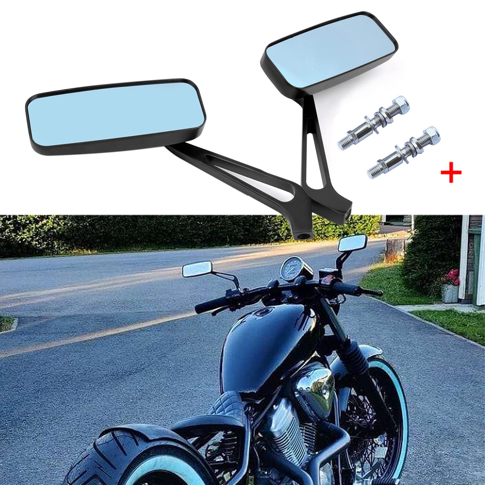 Black Motorcycle Side View Mirrors for Harley Davidson Sportster 883 & 1200 | Street Glide Compatible | Enhanced Safety & Style for Cruiser Riders