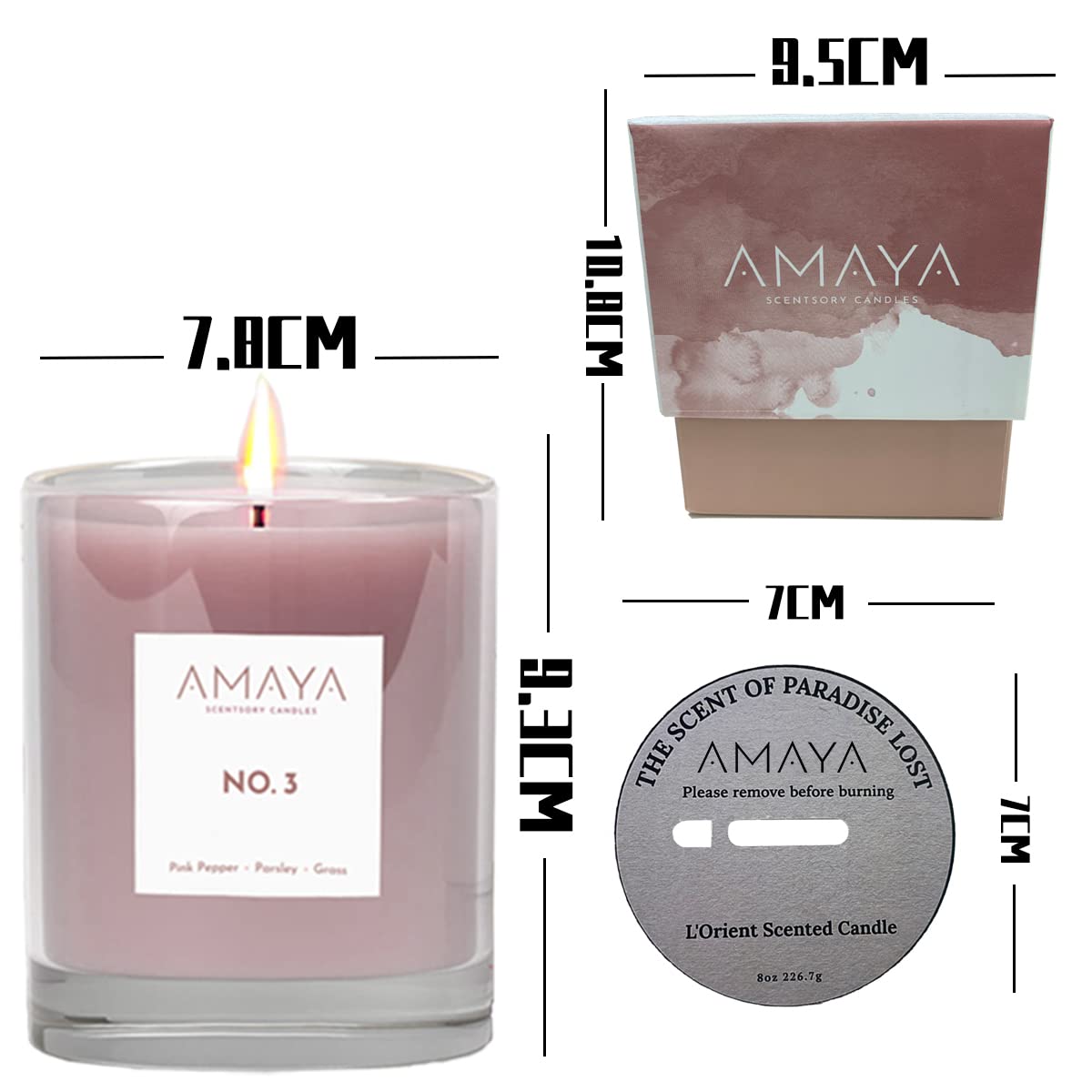 Amaya Scented Candles | 8Oz Soy Wax Candles with Asian-Inspired Fragrance | Pink Pepper, Parsley & Grass Aromatherapy Candle | Home Decor & Relaxation Gift for Women | Perfect for Spa Nights, Meditation & Cozy Home Ambiance