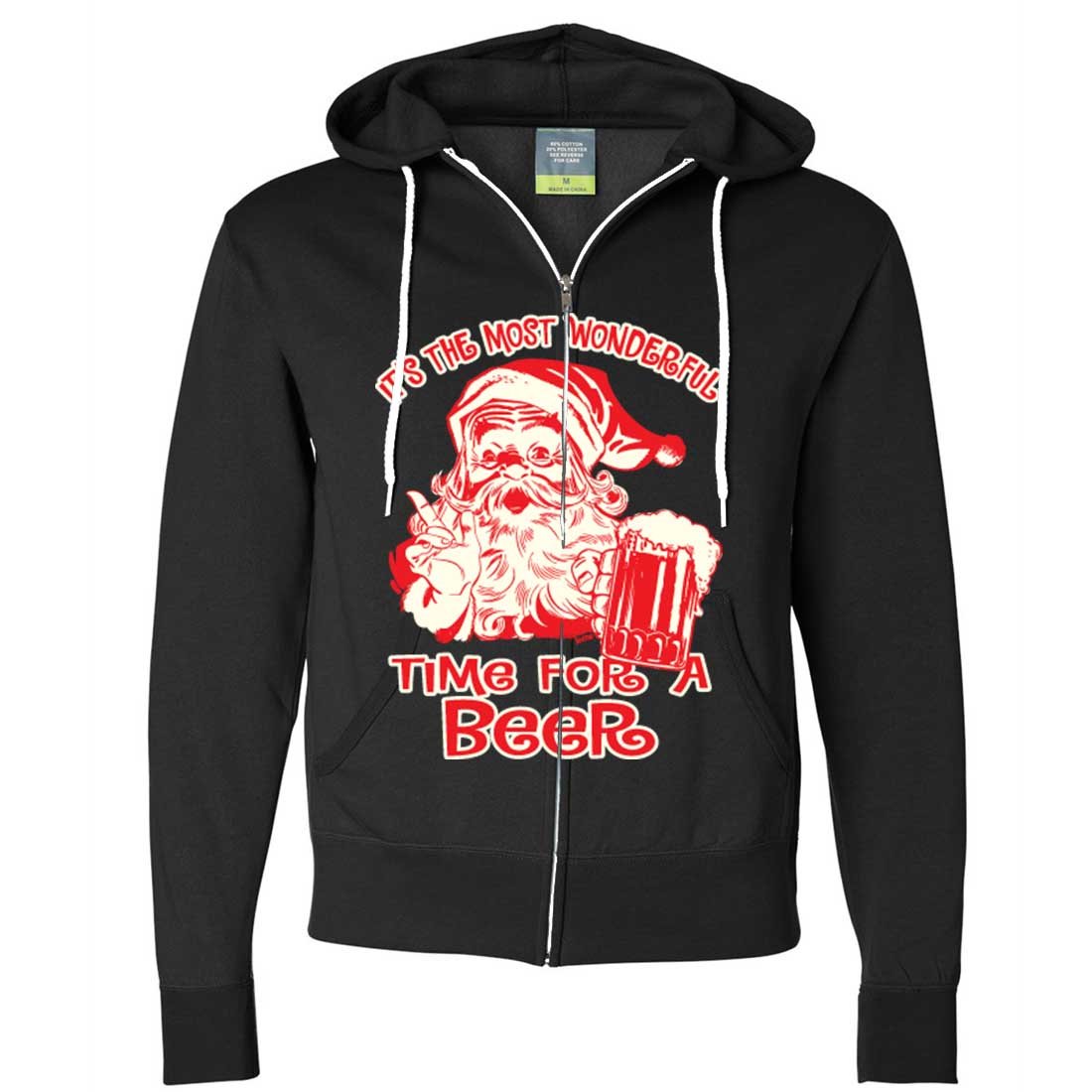 Cozy Beer Lover Zip-Up Hoodie - Perfect for Christmas, Parties & Casual Wear | Unisex Pullover Sweatshirt