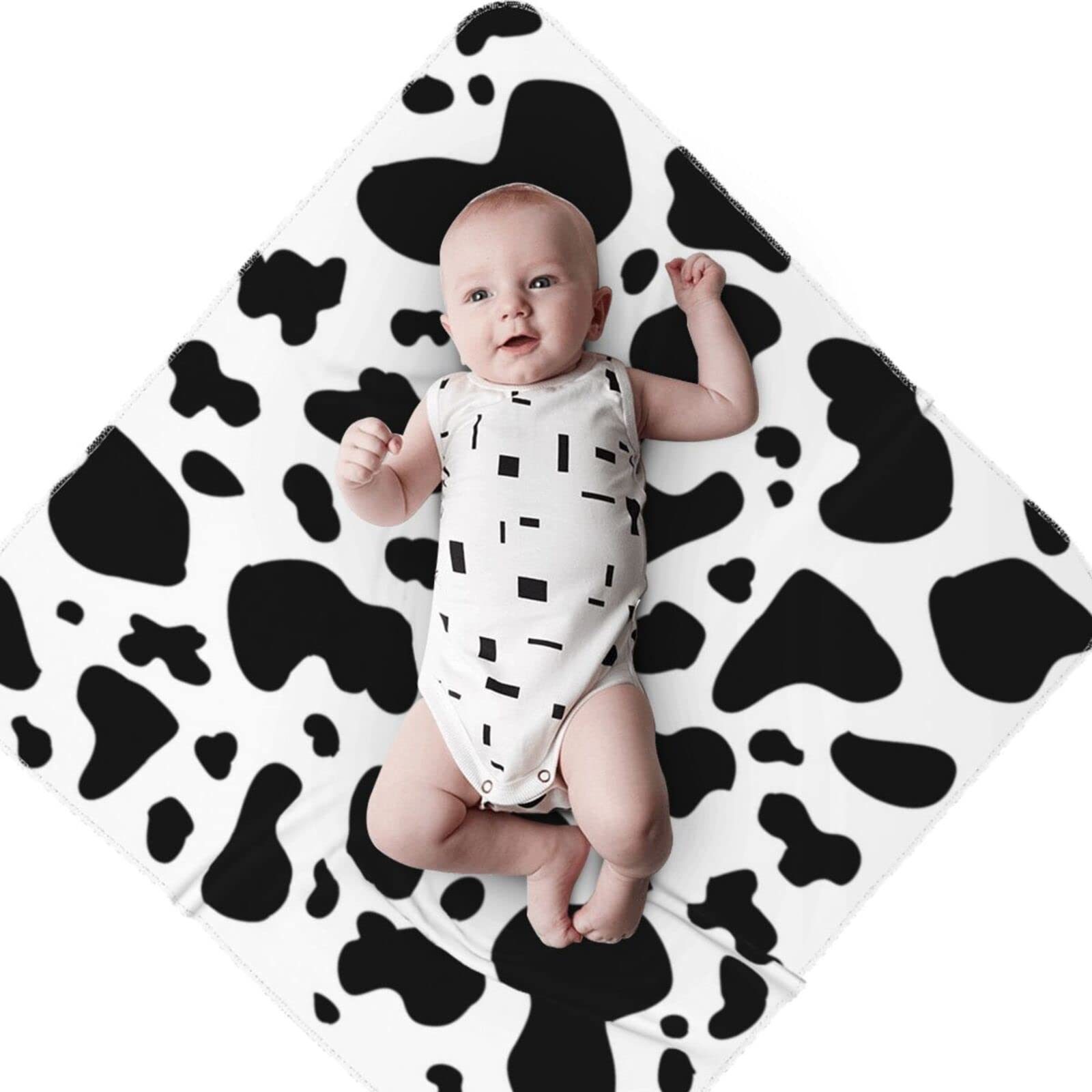 Soft Cow Print Baby Swaddle Blanket - Breathable Muslin Receiving Blanket for Newborns - Silky Smooth Swaddling Wrap for Boys & Girls - Perfect Baby Shower Gift for Nursery, Travel & Photo Shoots