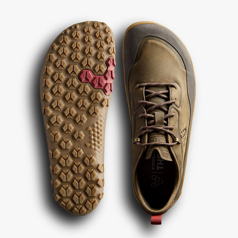 Vivobarefoot Men's Tracker Leather AT Low - Waterproof Barefoot Hiking Boots for Men | Lightweight & Durable Outdoor Adventure Shoes for Trail Running, Camping & Backpacking
