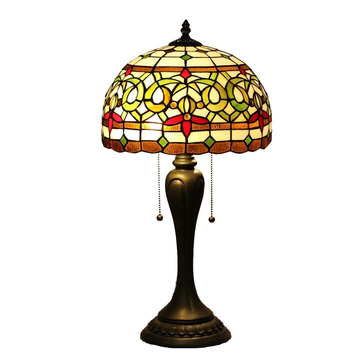 Tiffany Table Lamp - European Stained Glass Baroque Style Resin Desk Lamp, Antique Accent Lighting for Living Room, Bedroom, Bedside & Coffee Bar - Perfect Home Decor & Unique Gift Idea (Bulb Not Included) | Ideal for Vintage Interior Design, Romantic Ambiance & Artistic Craft Displays