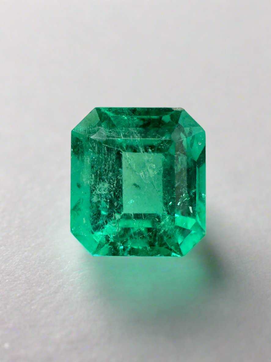 1.68 Carat 7.5x7mm Muzo Yellowish Green Asscher Cut Natural Colombian Emerald - Loose Gemstone for Jewelry Making, Engagement Rings & Luxury Collections