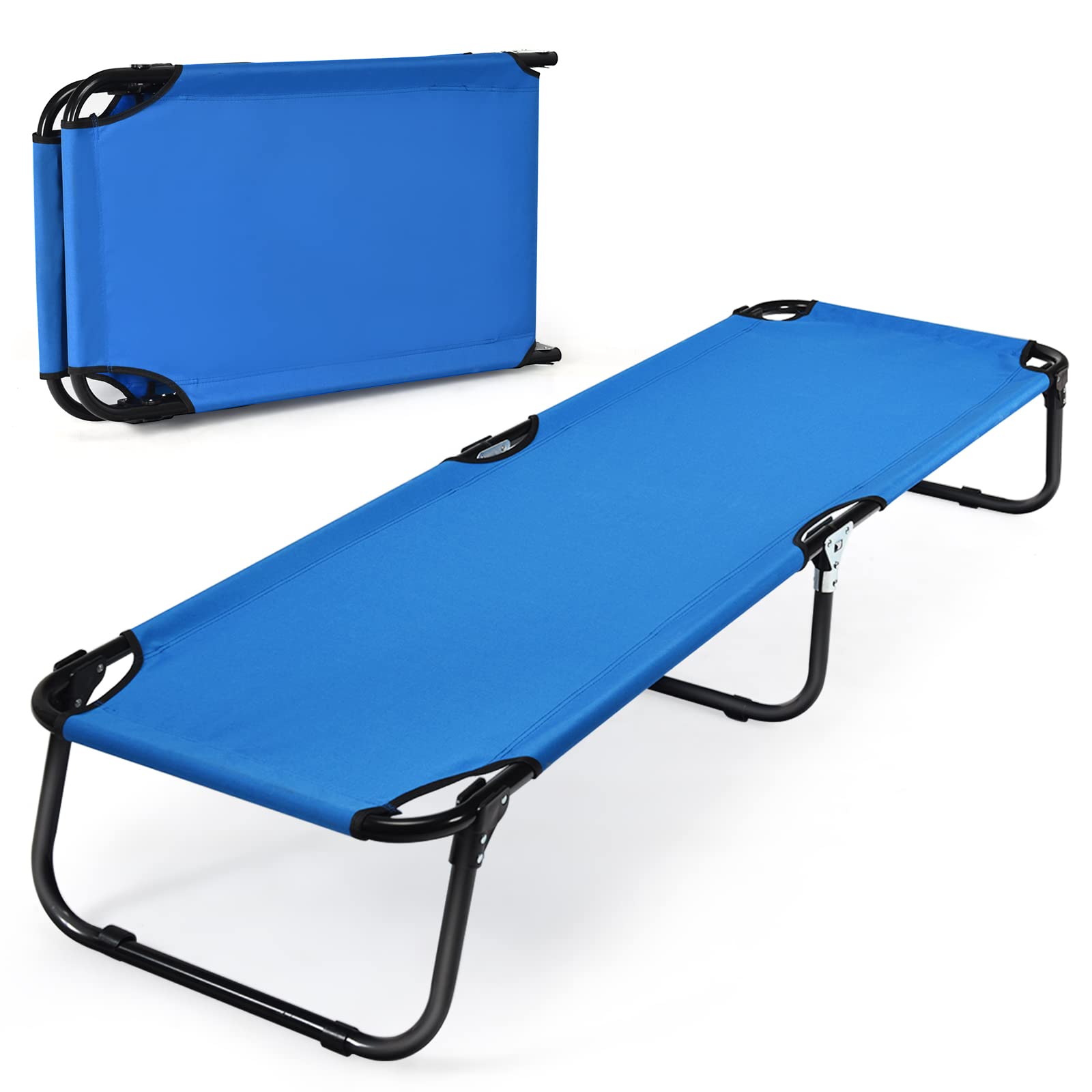 Tangkula Folding Camping Cot - Portable Steel Frame Bed for Adults & Kids | Outdoor, Travel, Beach