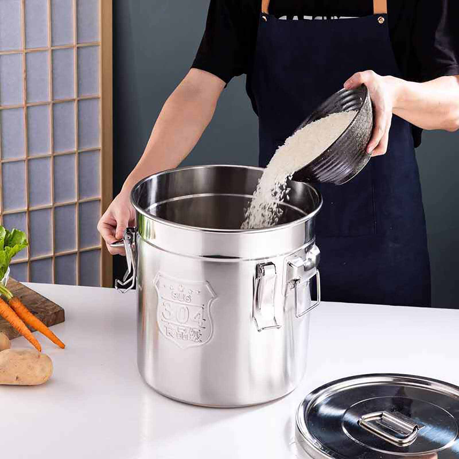 Premium Stainless Steel Airtight Food Storage Container - 12L Kitchen Canister for Cereal, Rice, Flour & Dry Goods | Leakproof Ice Bucket & Beverage Cooler | Multi-Purpose Countertop Organizer for Pantry, Coffee, Tea & Baking Supplies