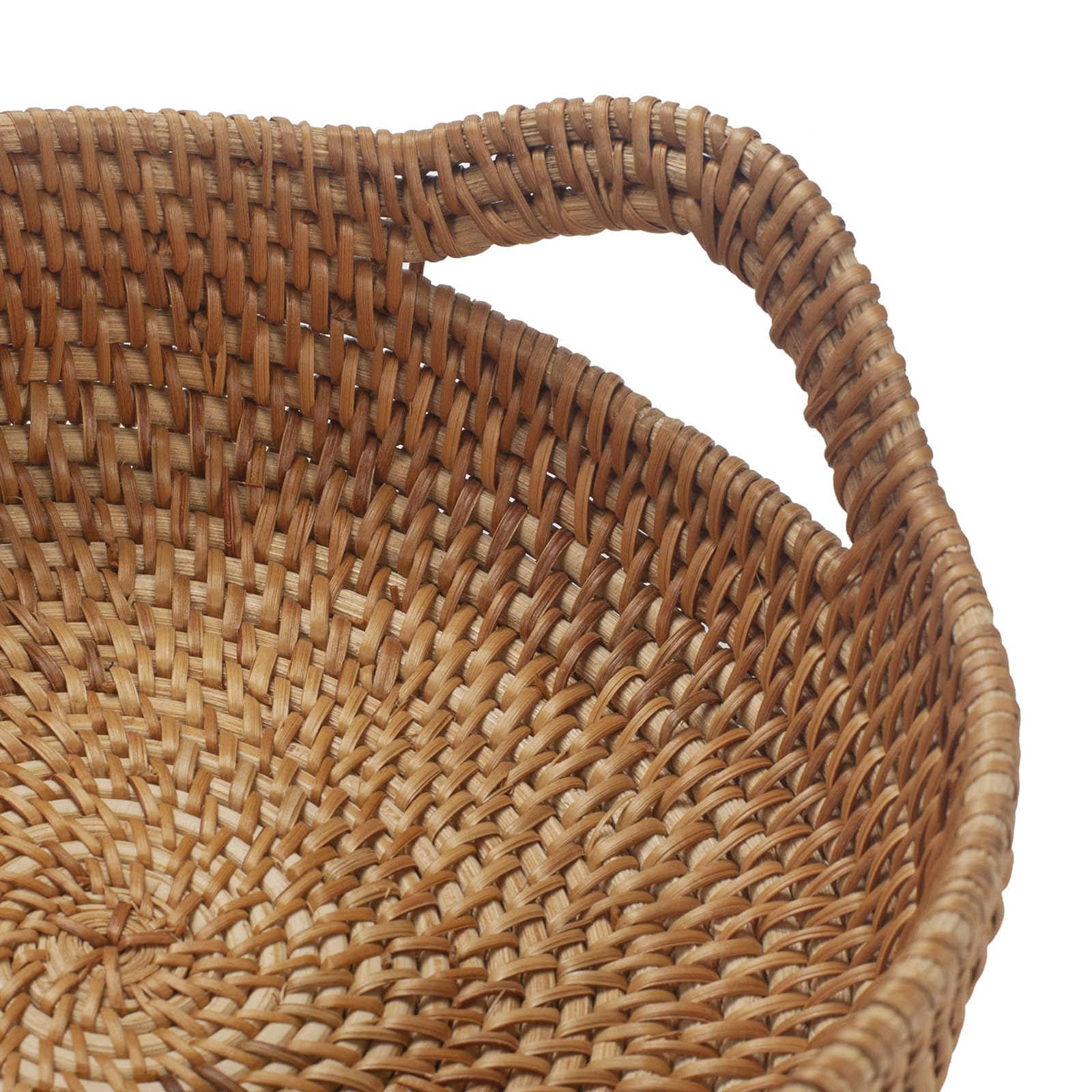 Handwoven Rattan Storage Basket with Handles - Set of 2 for Fruit, Bread & Home Organization | Perfect for Kitchen, Dining Room & Farmhouse Decor