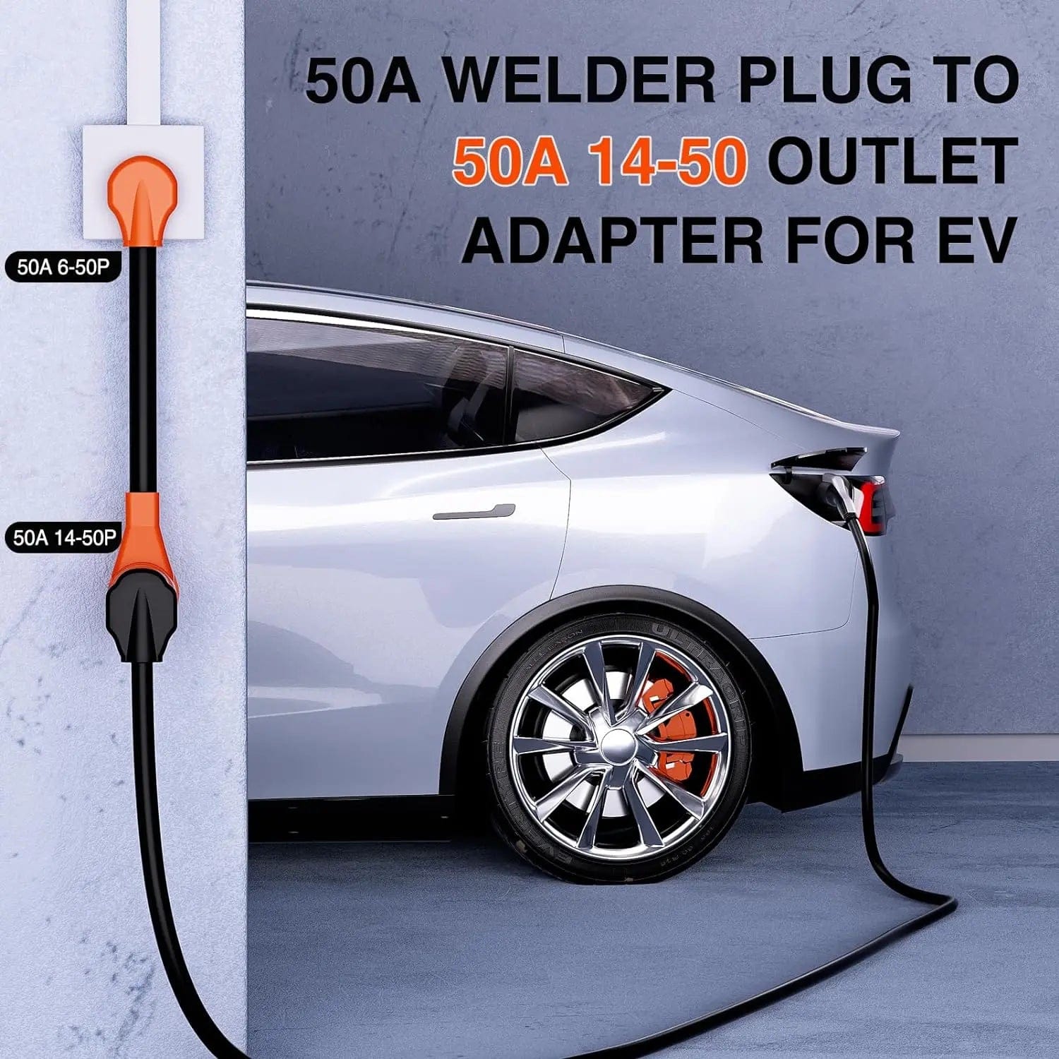 50AMP to 50AMP 3 Prong EV Charger Adapter Cord - Heavy Duty Electric Vehicle Charging Cable for Tesla, Chevy, Ford - Perfect for Home, RV & Camping Use