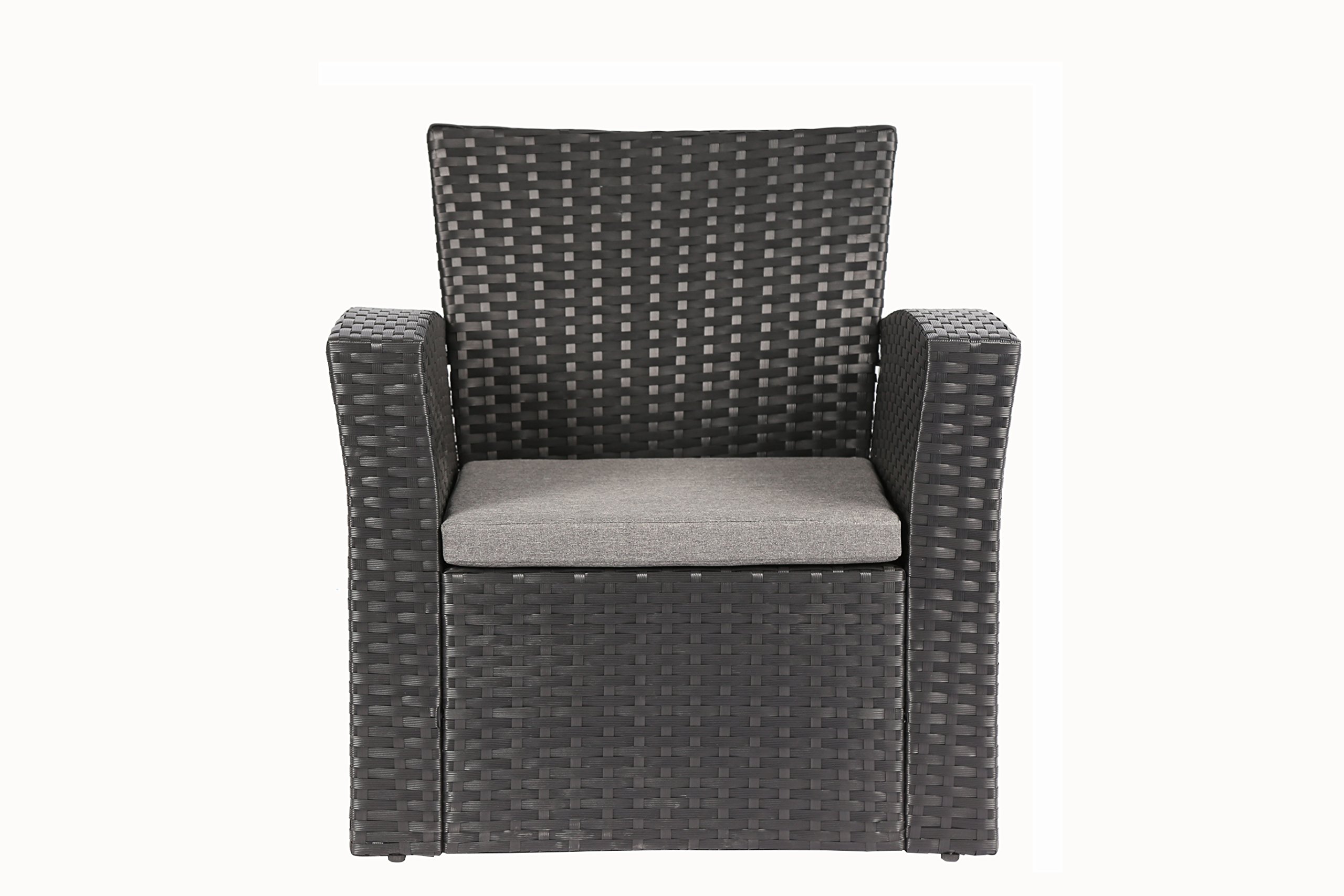 4-Piece Outdoor Patio Furniture Set - PE Rattan Wicker Garden Chairs with Cushions, Black - Perfect for Backyard, Poolside & Terrace Relaxation