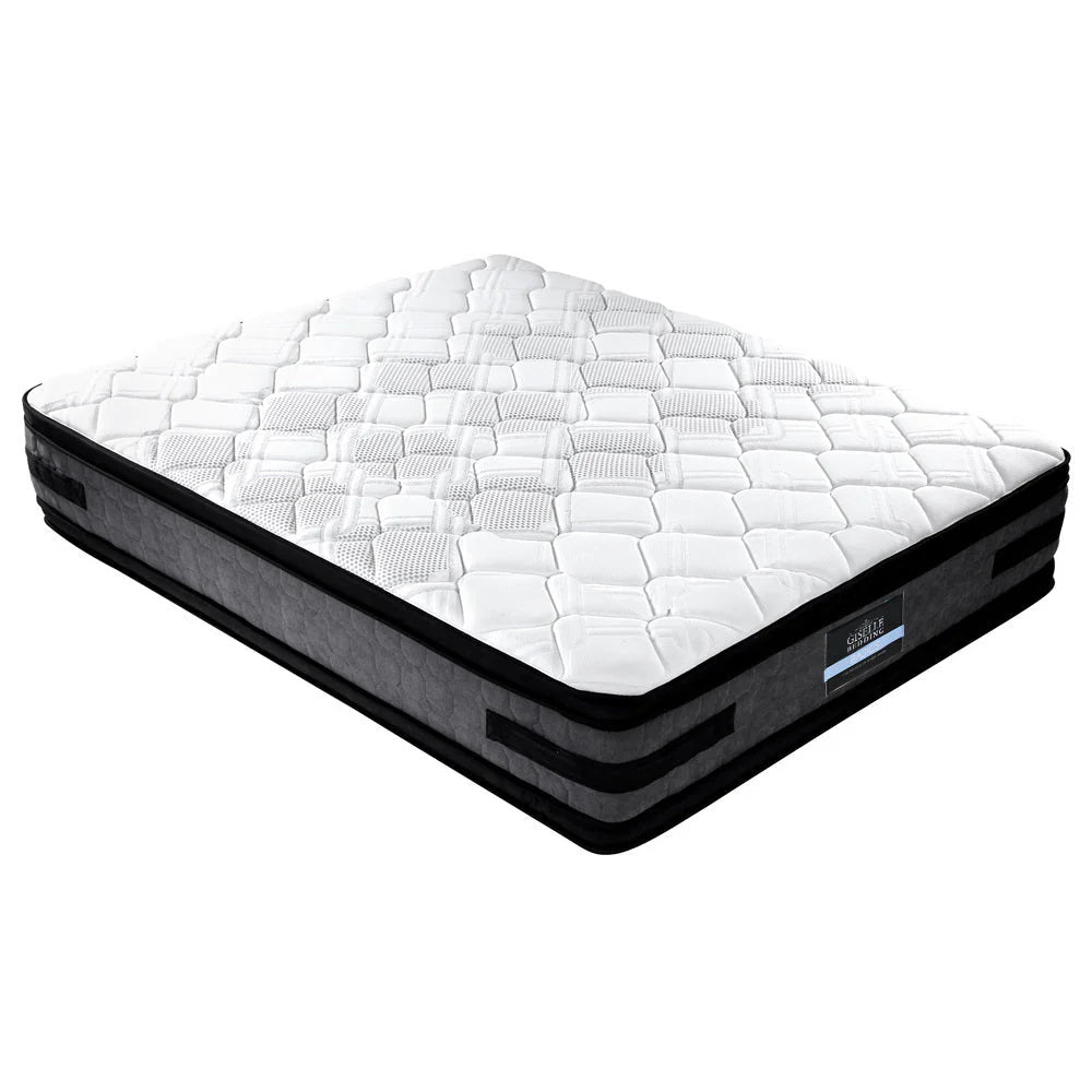 King Premium Bedzy Luxe Hillsdale Bed Frame in Grey - Luna Series Euro Top Medium Firm Mattress with Bamboo Mattress Topper | Complete Luxury Bedroom Set for Master Bedroom, Guest Room & Apartment Sleeping