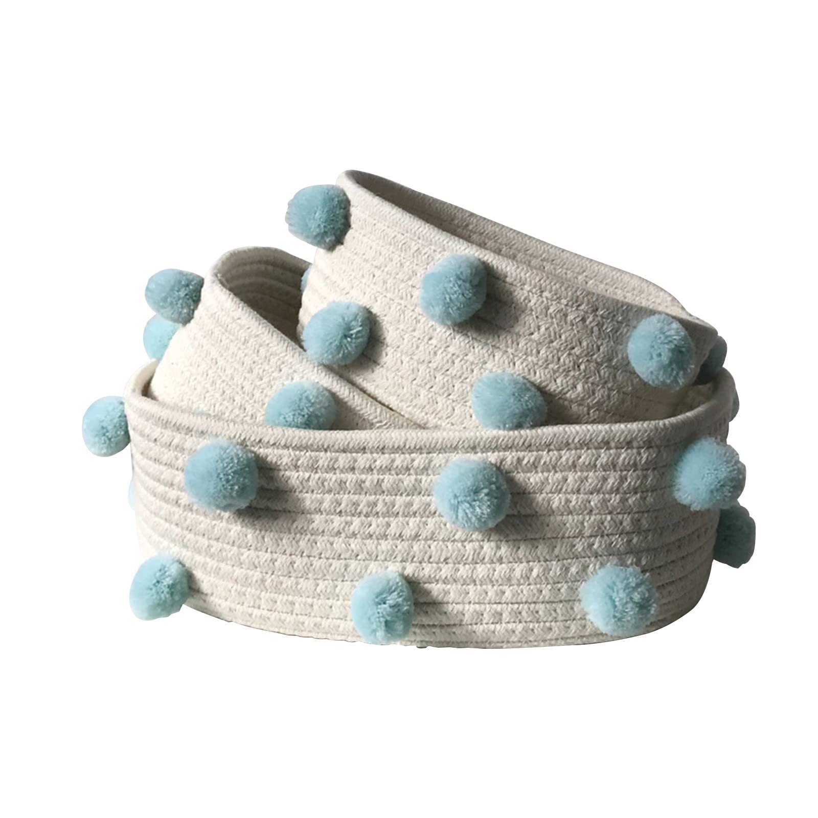 3-Pack Decorative Soft Woven Cotton Rope Storage Baskets - Perfect for Desk, Bedroom, Bathroom Organization (Snacks, Keys, Cosmetics, Jewelry) | Stylish Home & Office Storage Solution