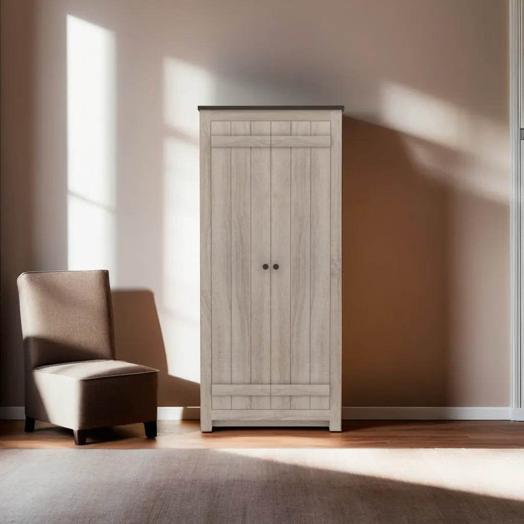 Dutton Tall Rustic Shoe Cabinet - Solid Wood Entryway Storage Organizer for Shoes, Boots & Accessories | Perfect for Hallway, Mudroom & Small Space Organization
