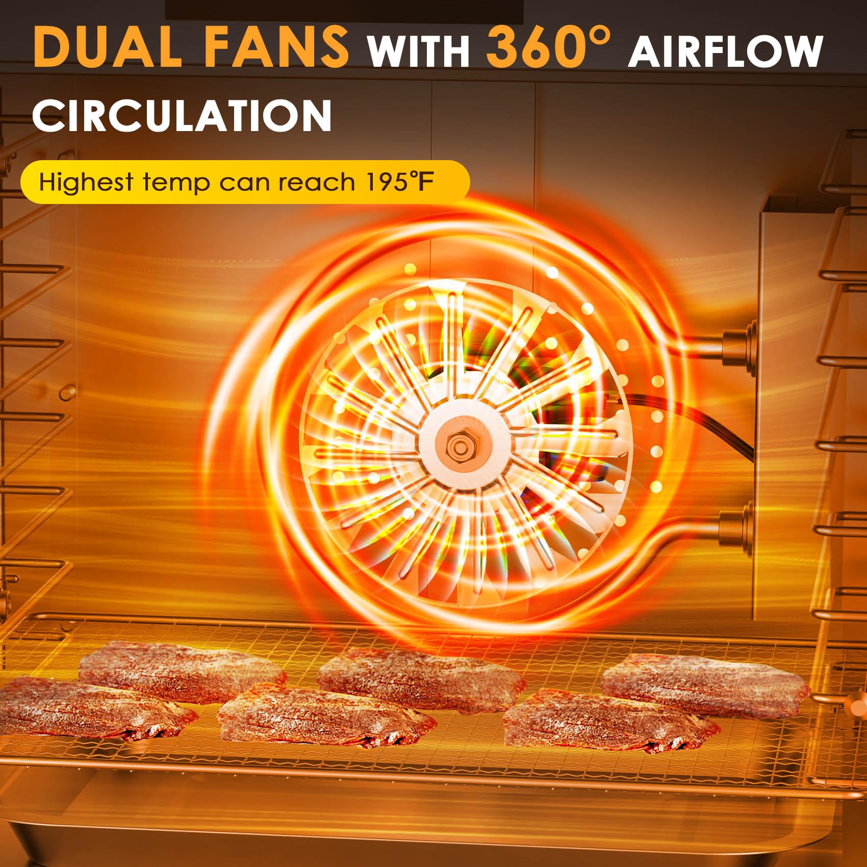 HOPERAN 8-Tray Stainless Steel Food Dehydrator Machine - Digital Timer & Temperature Control for Jerky, Herbs, Fruits - Overheat Protection with Free Recipe Book - Perfect for Home Kitchen, Camping & Healthy Snacks