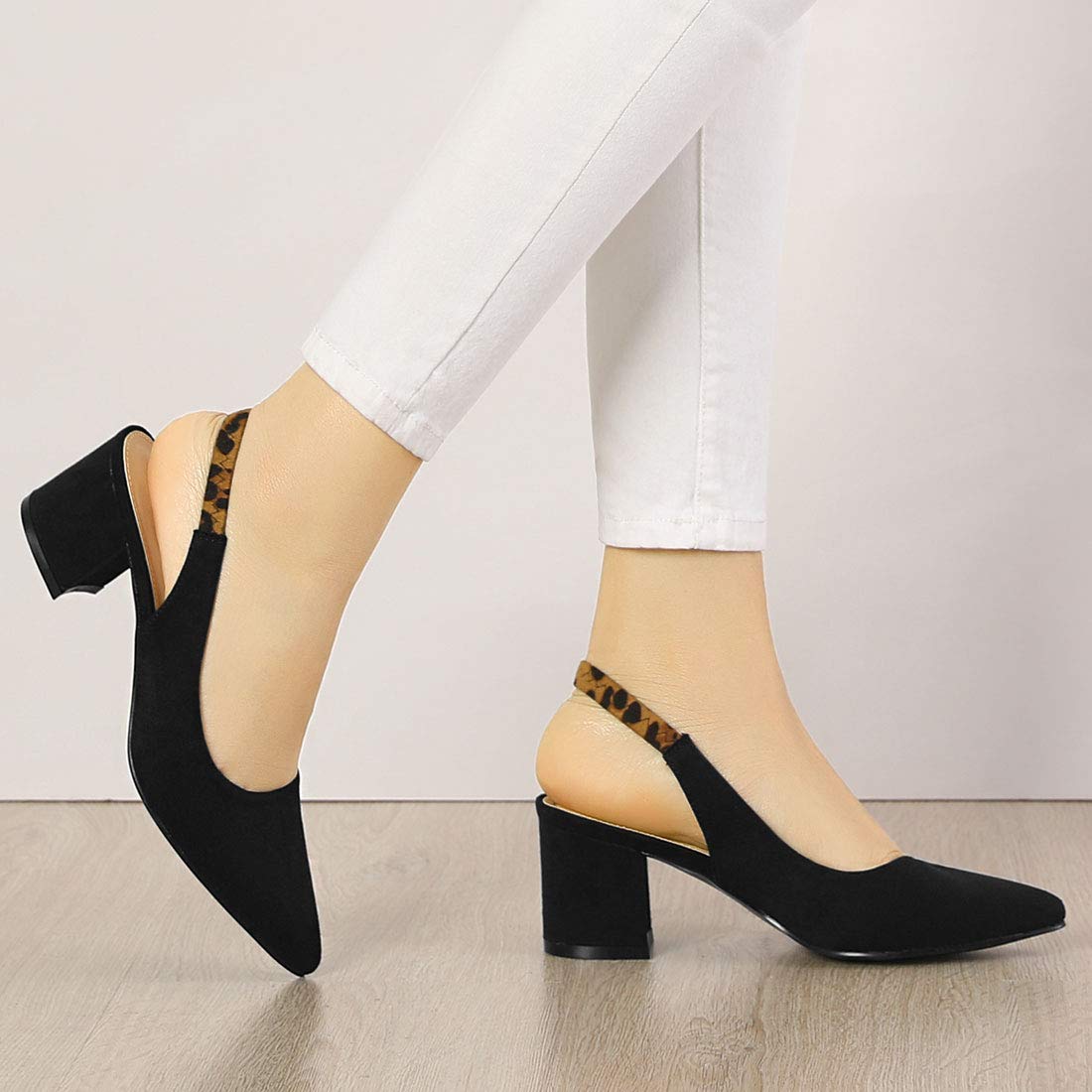 Allegra K Women's Pointed Toe Block Heel Pumps Slingback Heels - Comfortable Dress Shoes for Office, Party & Wedding | Professional & Elegant Women's Footwear