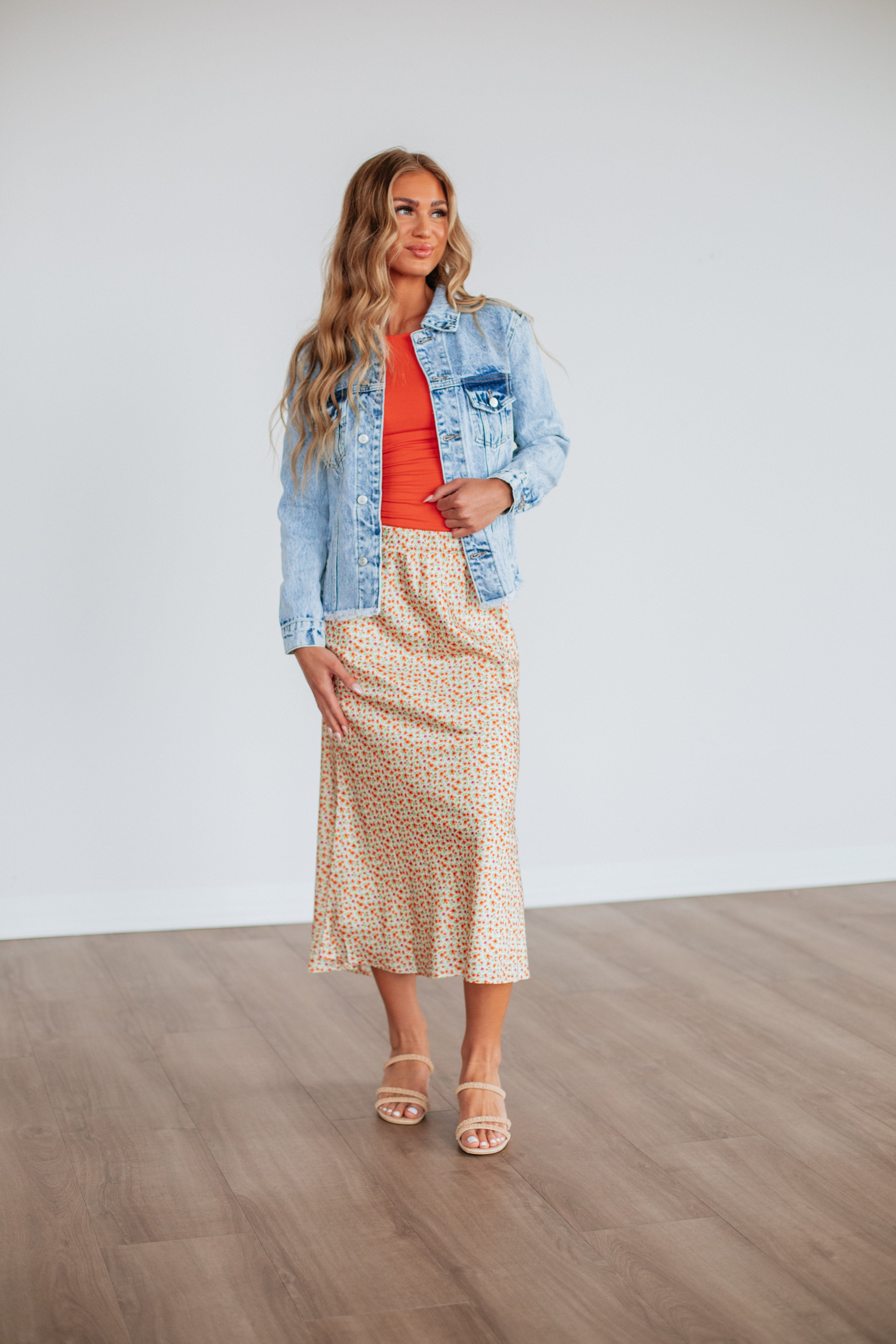 Eileen Floral Skirt for Women - A-Line Summer Midi Skirt with Pockets - Boho Flowy Skirt for Beach, Vacation, and Casual Outings