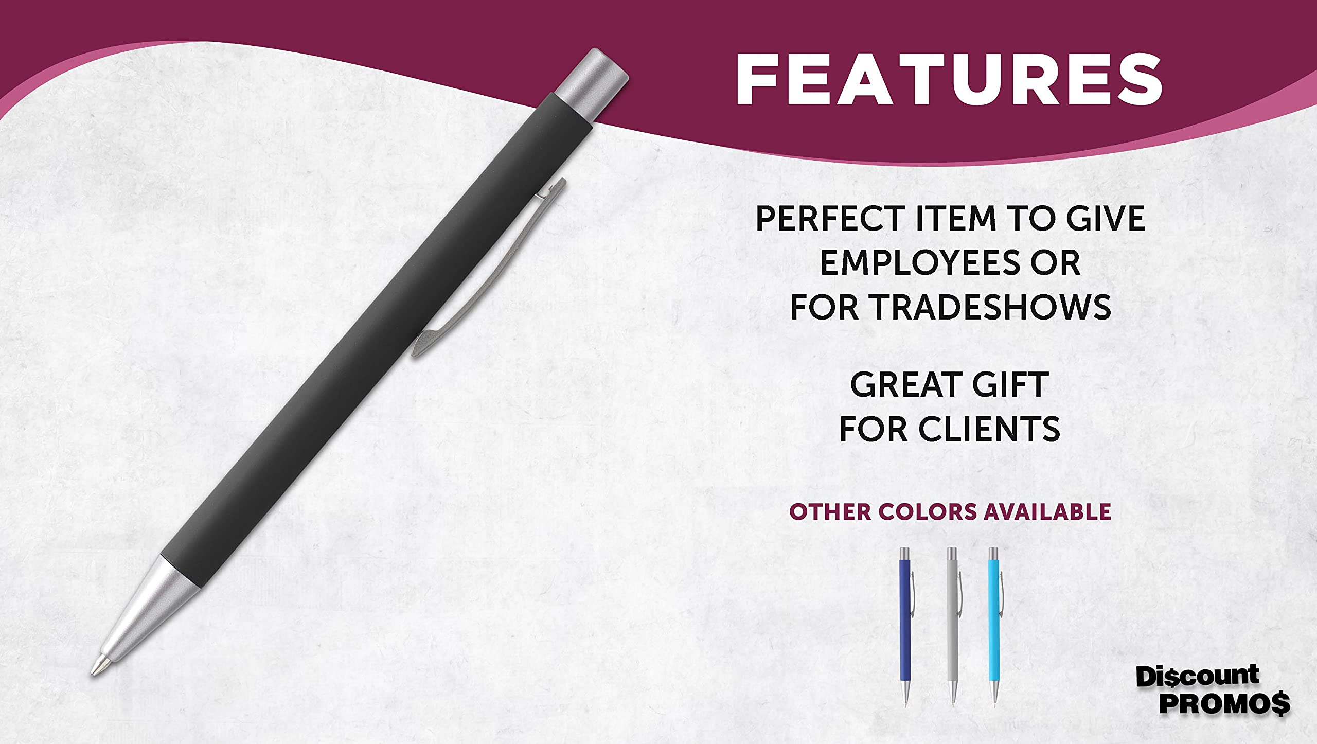 10 Pack Cordova Rubber Coated Metal Pens - Smooth Writing Push Action Ballpoint Pens with Black Ink for Office, School & Business Use - Premium Quality Pens for Everyday Writing Needs