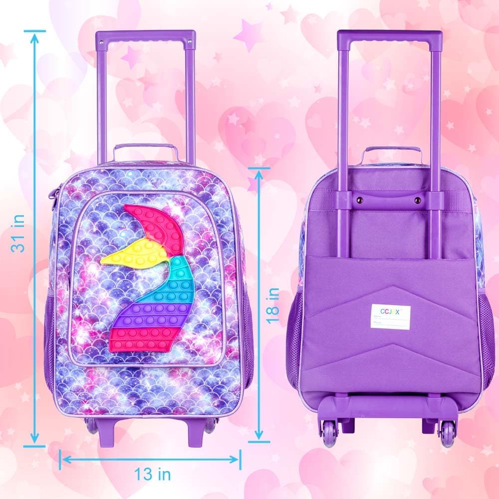 Kids Rolling Luggage for Boys and Girls - Toddler Travel Carry On Suitcase with Wheels | Perfect for Airplane Trips, Family Vacations & School Sleepovers