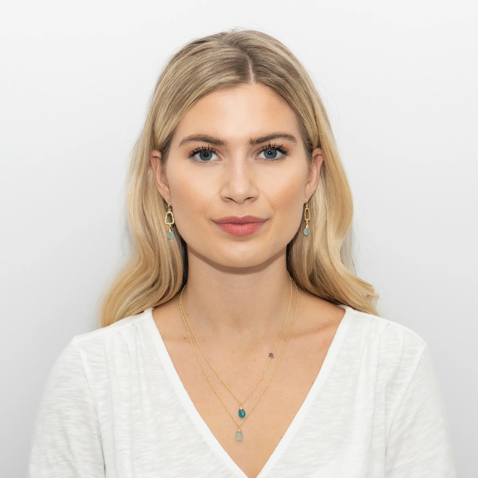 Multi Gemstone Necklace with Double Chain - Elegant Gemstone Jewelry for Women - Perfect for Beach Vacations, Boho Parties & Everyday Wear