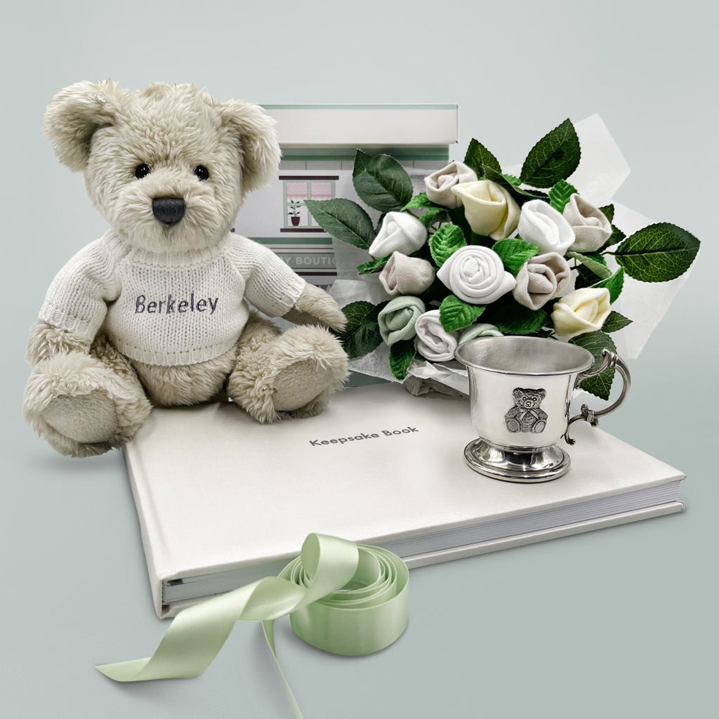 Personalized Baby Keepsake Gift Set with Berkeley Bear and Cup - Perfect for Newborns, Christenings, and First Birthdays