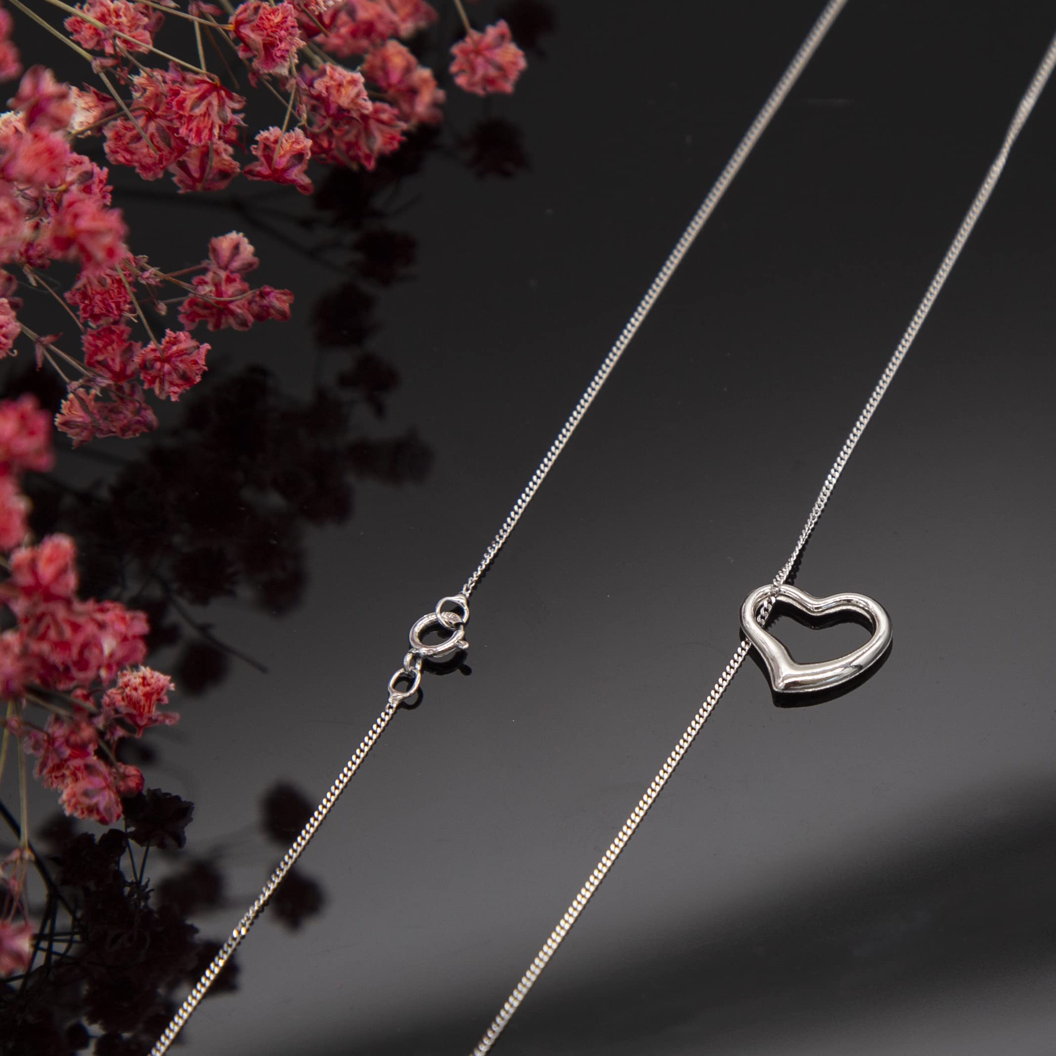 9ct White Gold Heart Slider Pendant Necklace - 12x10mm Elegant Heart Charm on Delicate Chain - Perfect for Valentine's Day, Anniversary & Romantic Gifts