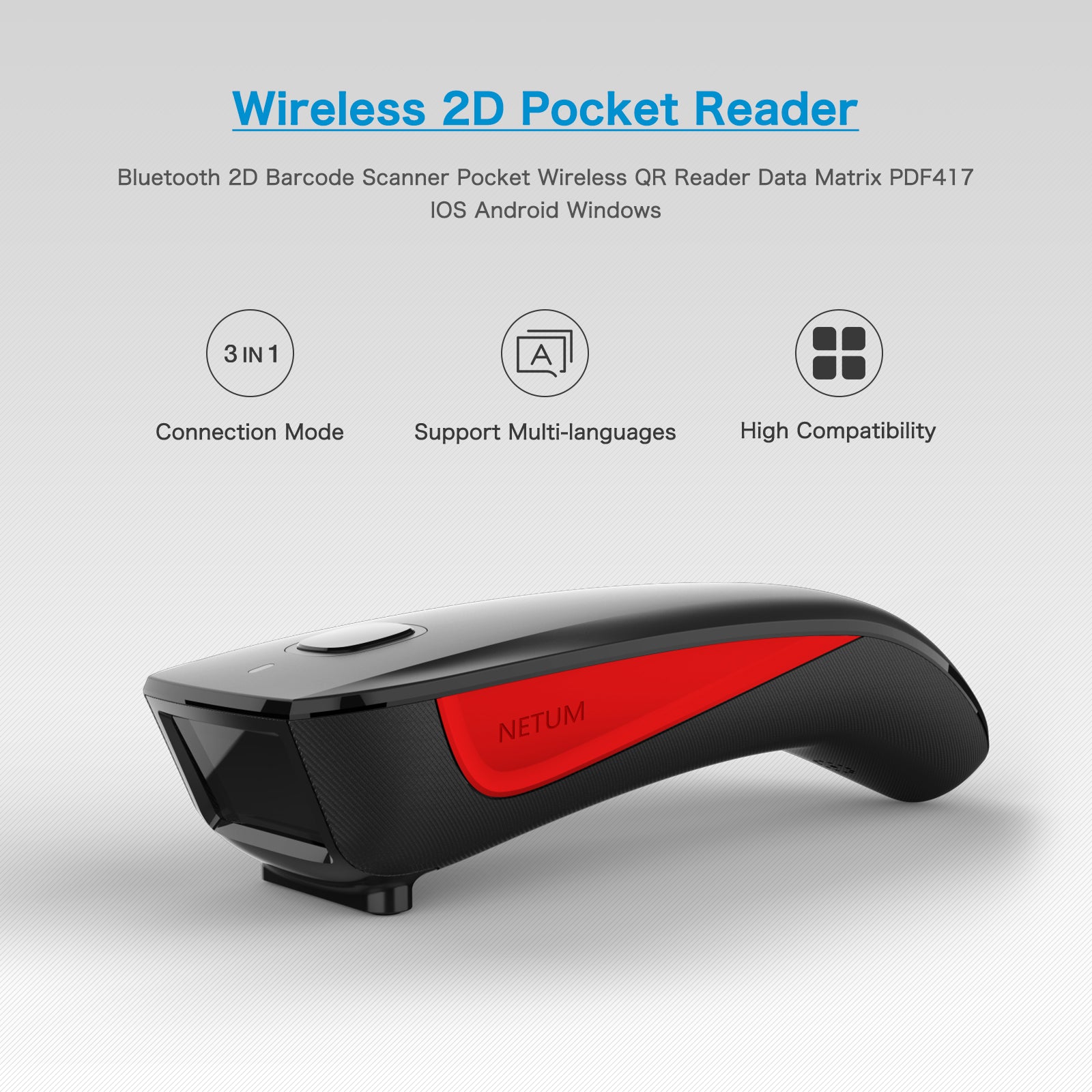C990 2D Wireless Barcode Scanner - Fast & Accurate QR Code Reader for Retail, Warehouse, and Inventory Management | USB & Bluetooth Connectivity