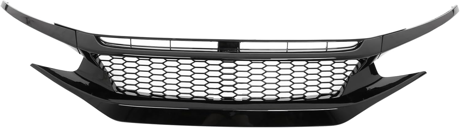 2019-2021 Honda Civic Coupe/Sedan Front Grille - Honeycomb Mesh Style Gloss Black Replacement | Perfect for Car Upgrades & Customization