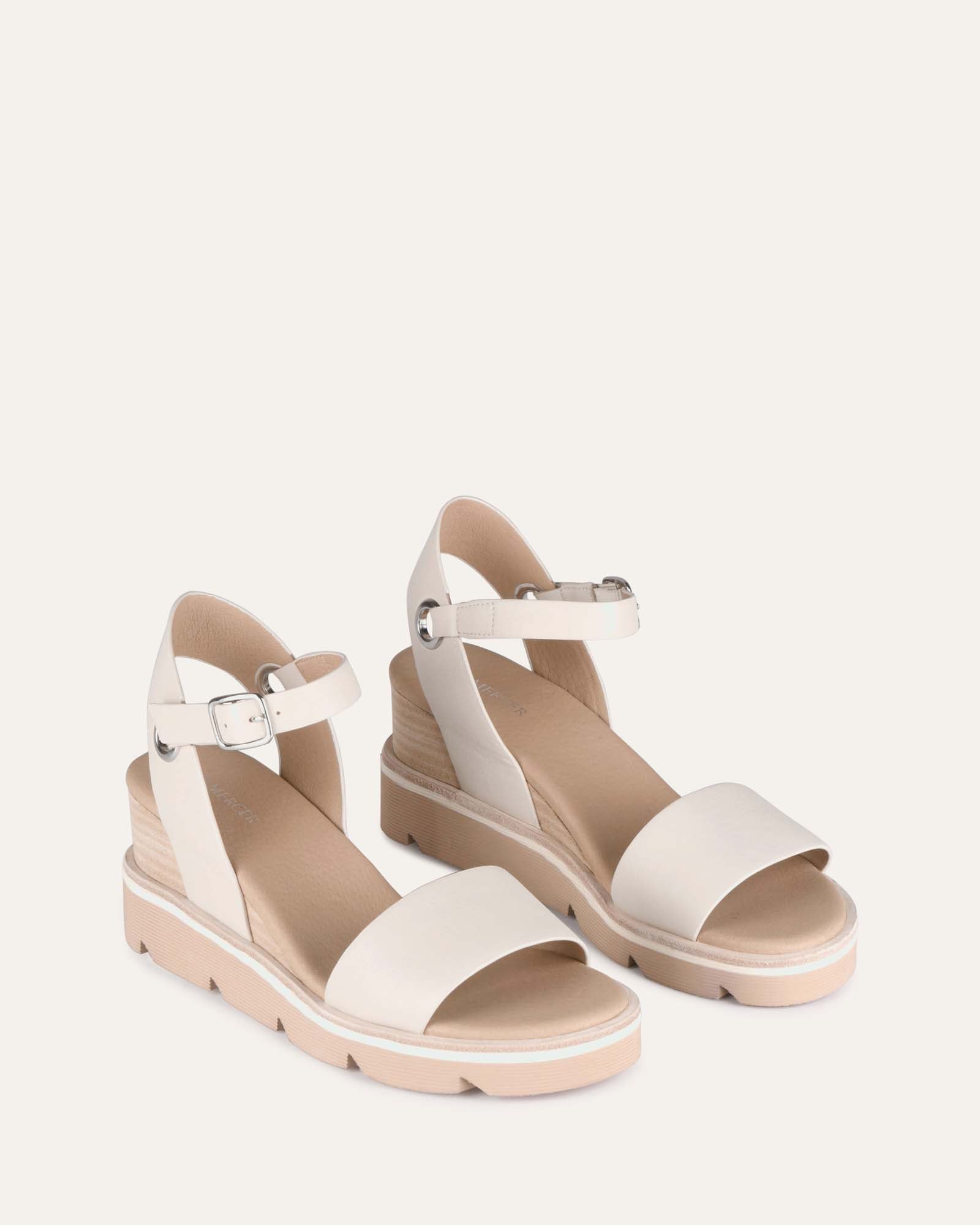 KATIE Women's Mid Heel Wedge Sandals - Genuine Bone Leather Comfortable Summer Shoes for Beach, Wedding & Casual Outings