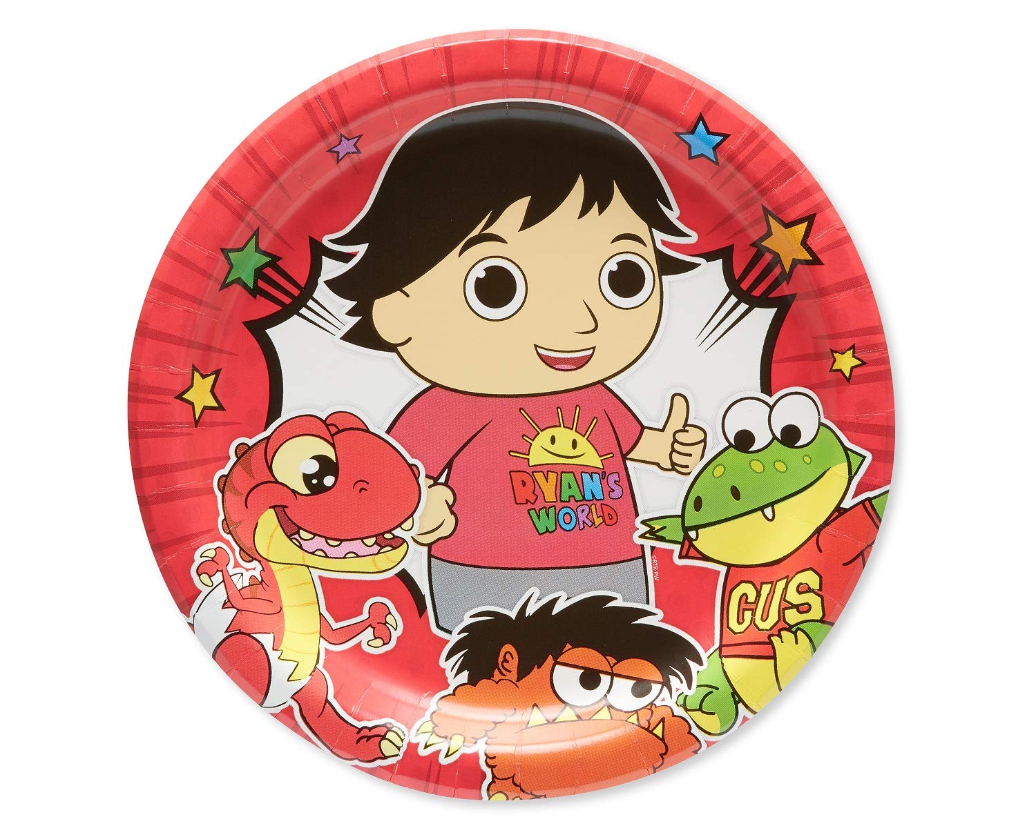 Ryan’s World Party Pack - 16-Piece Tableware Set for Kids Birthday Party (Includes 16 Dinner Plates, 16 Dessert Plates, 16 Napkins + Table Cover) - Perfect for Themed Birthday Parties, Family Gatherings & Special Events